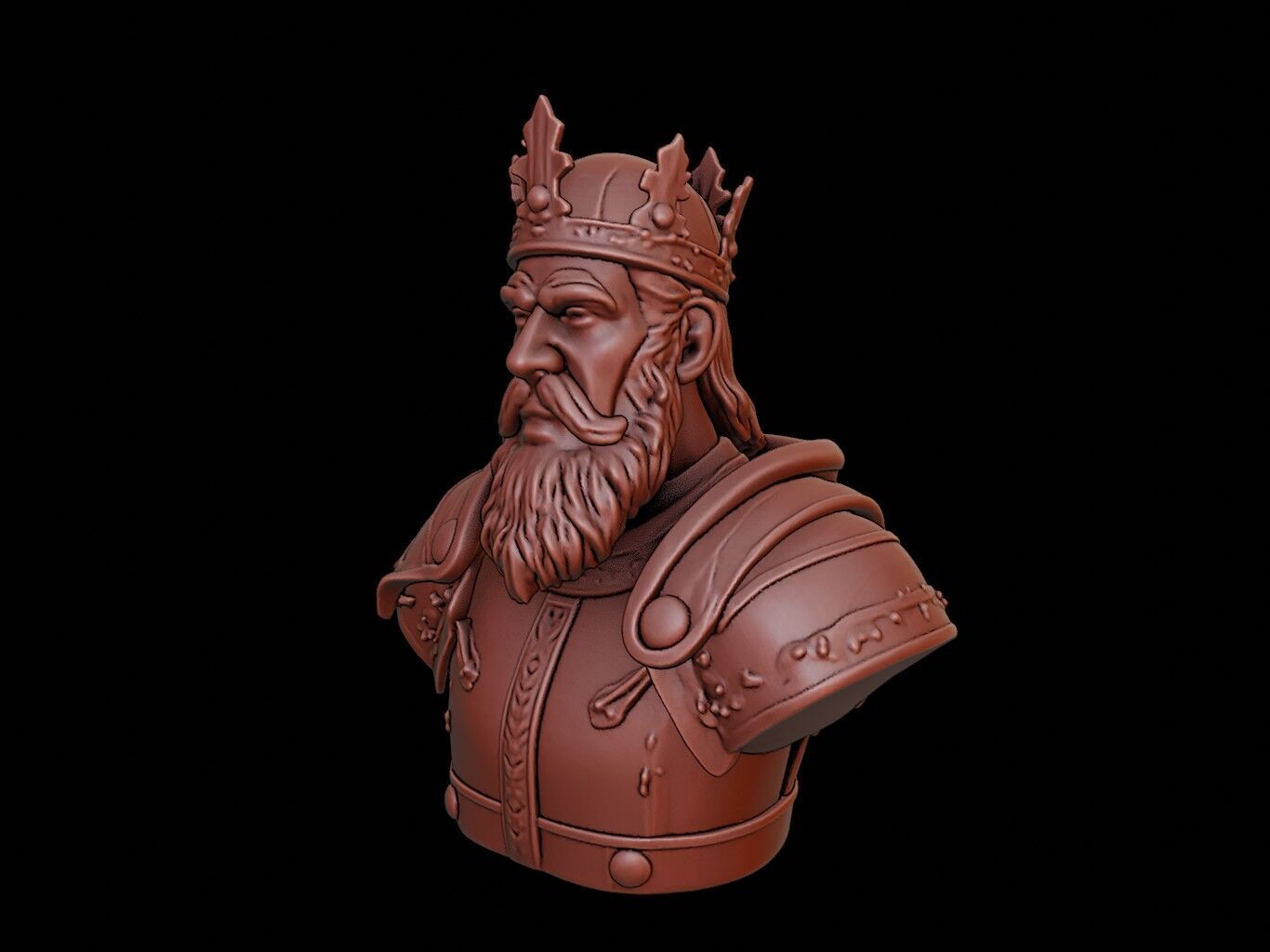 Medieval King Bust 3D print model_2