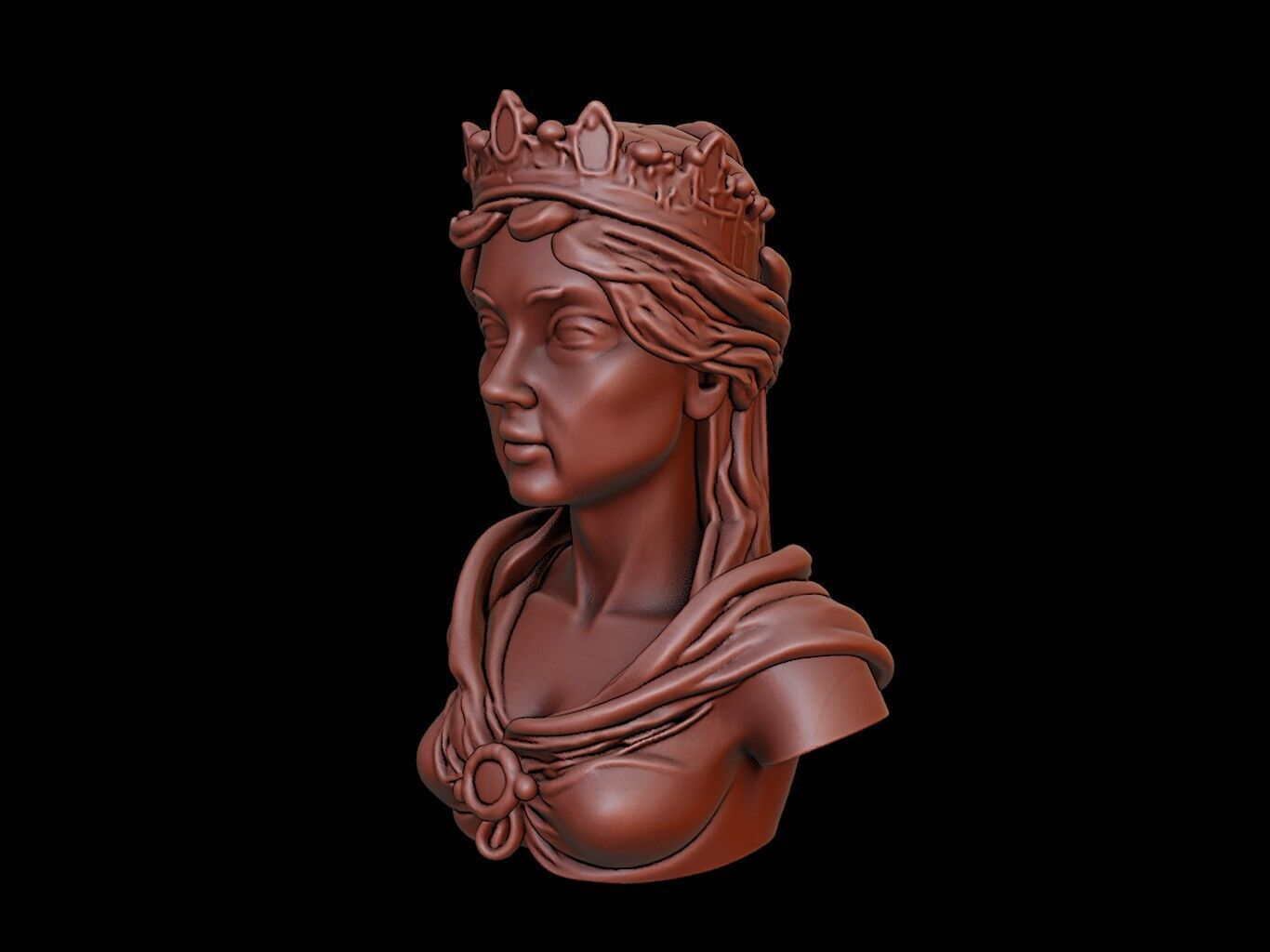 Medieval Queen Bust 3D print model_2