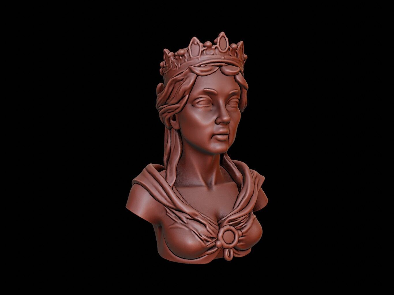 Medieval Queen Bust 3D print model_1