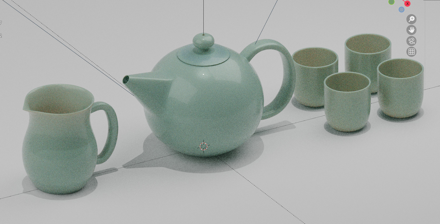 Tea Pot and Cup Display 3D model_2