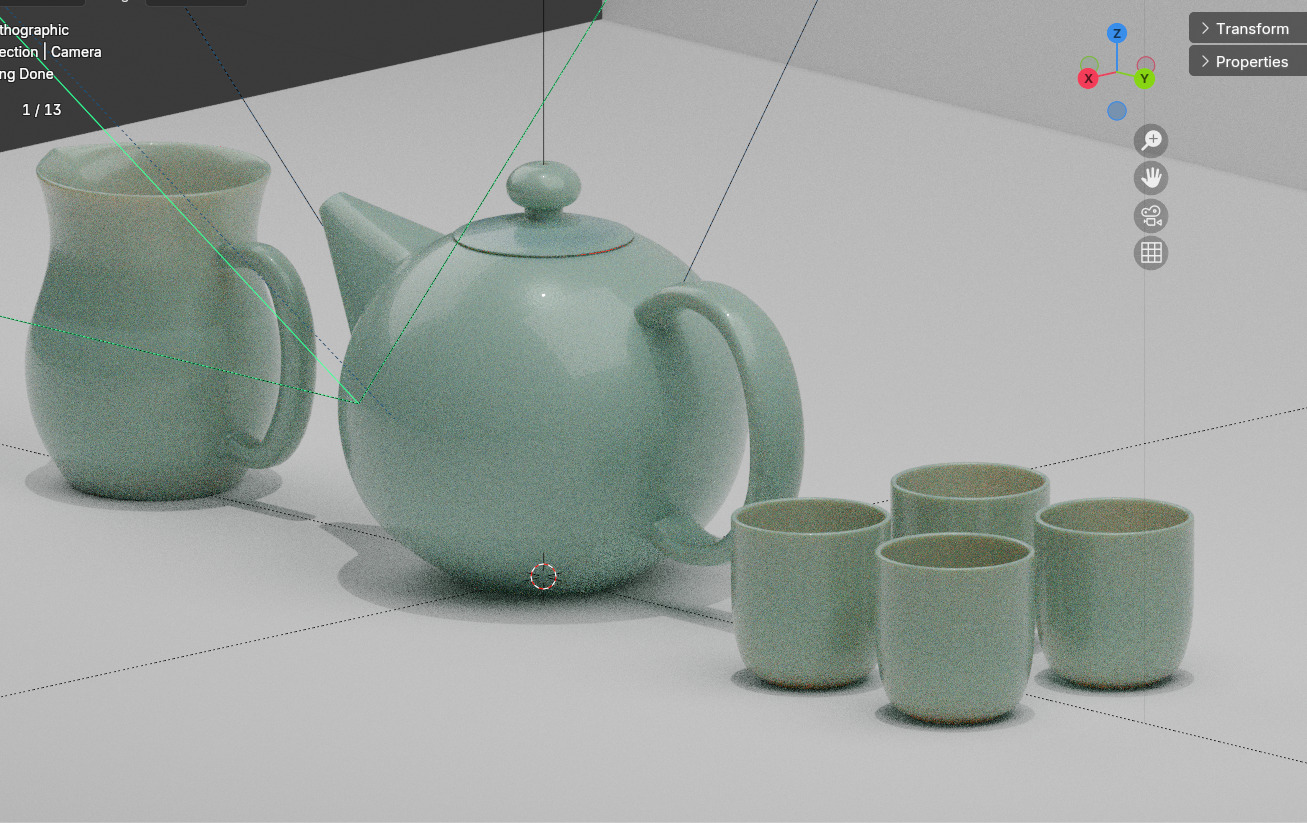 Tea Pot and Cup Display 3D model_3