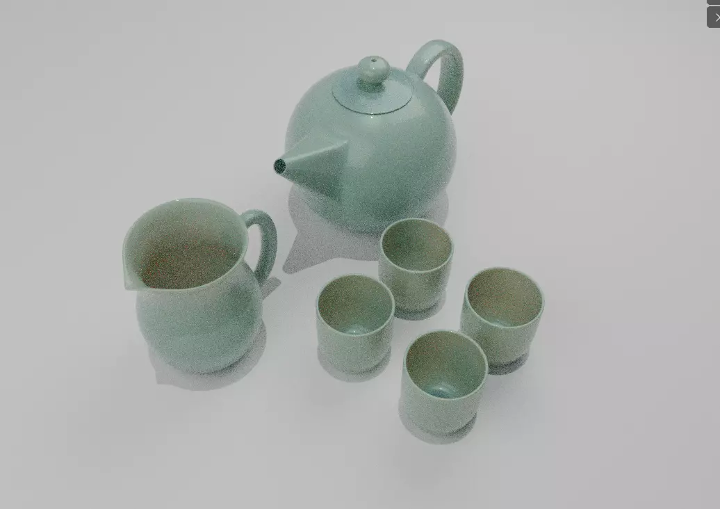 Tea Pot and Cup Display 3D model_0