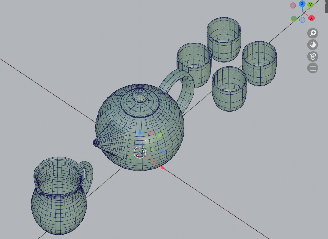 Tea Pot and Cup Display 3D model_1