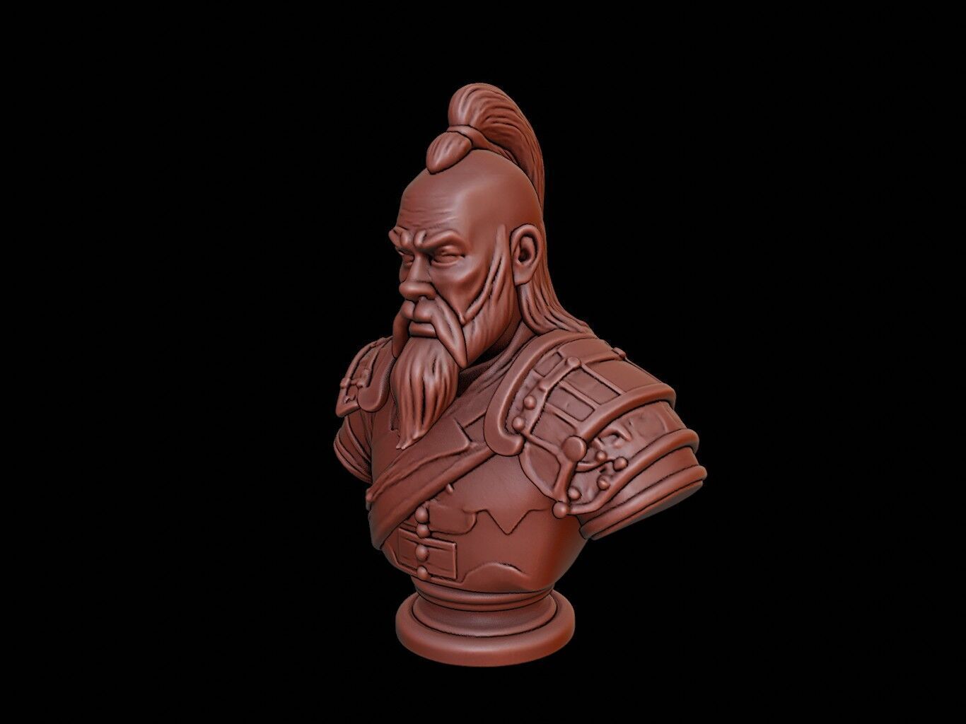 Mongol Warrior Bust 3D print model_2