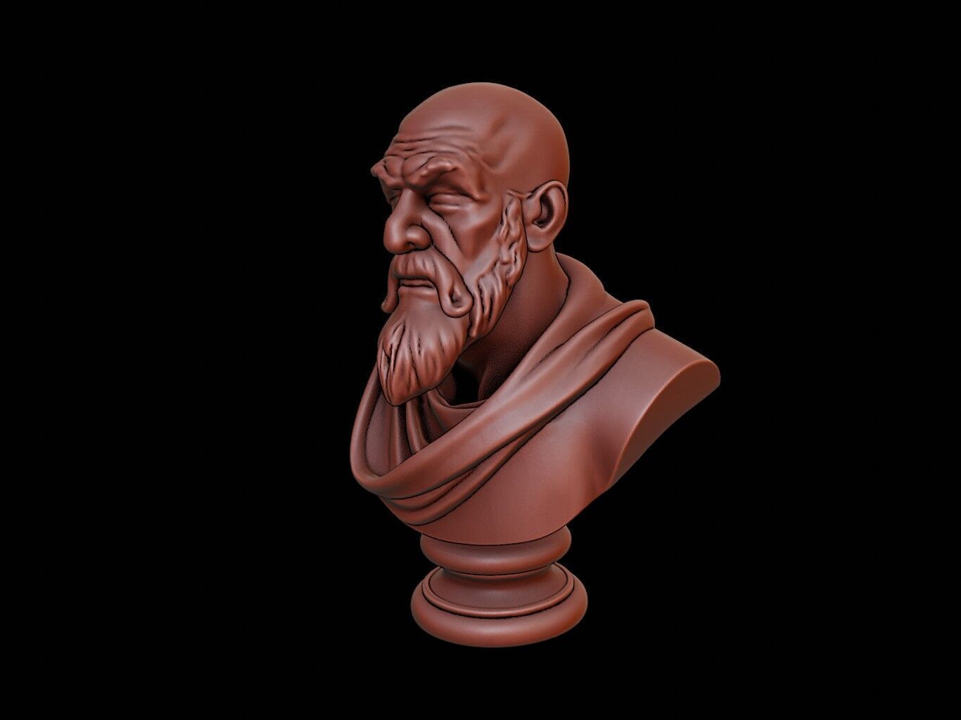 Monk Bust 3D print model_2
