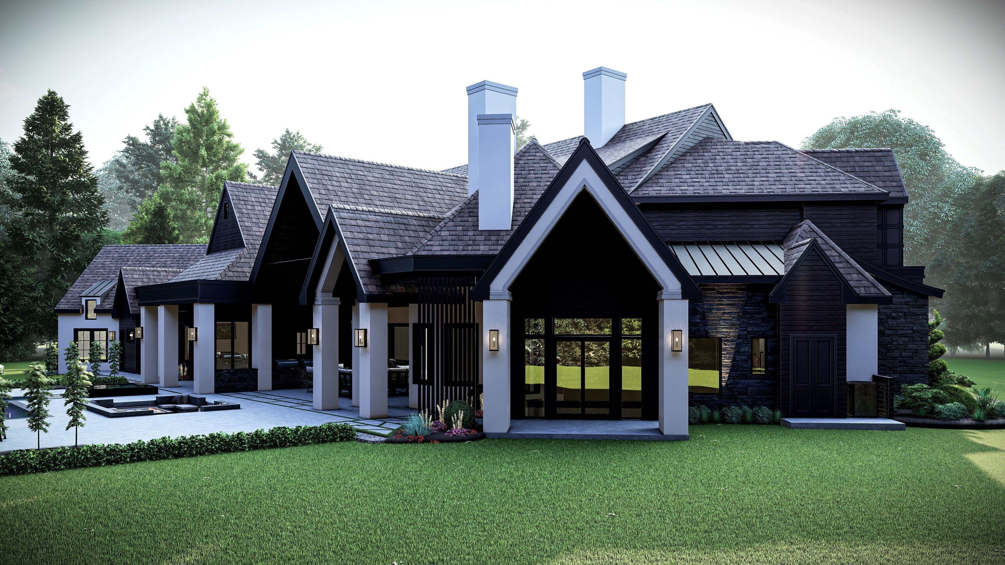 Modern Farm House Number 4 - Stl -Dae file - 3d model Only 3D print model_8