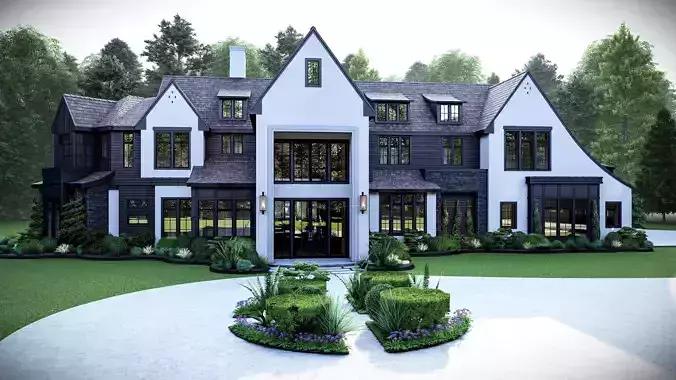 Modern Farm House Number 4 - Stl -Dae file - 3d model Only