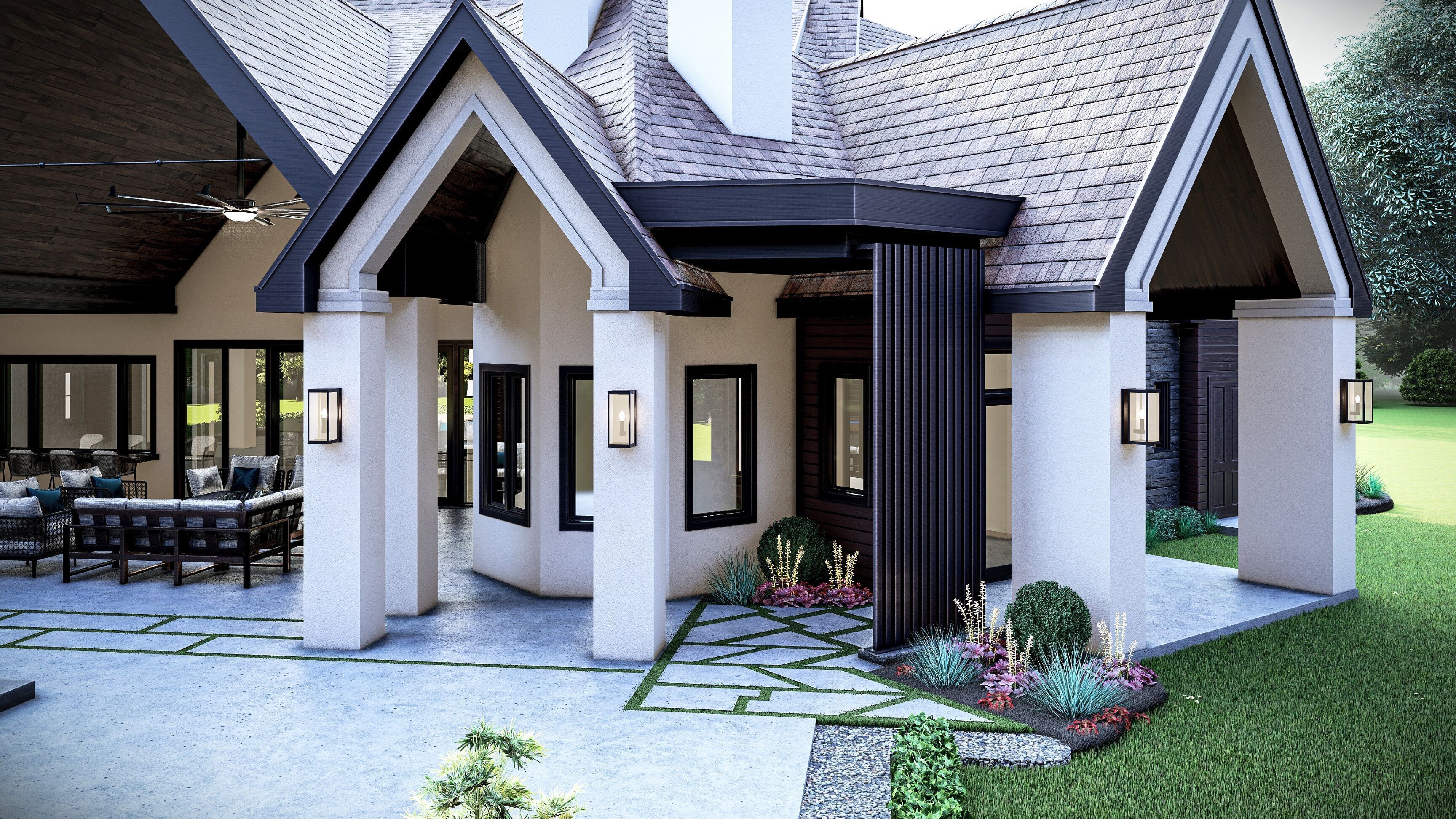 Modern Farm House Number 4 - Stl -Dae file - 3d model Only 3D print model_9