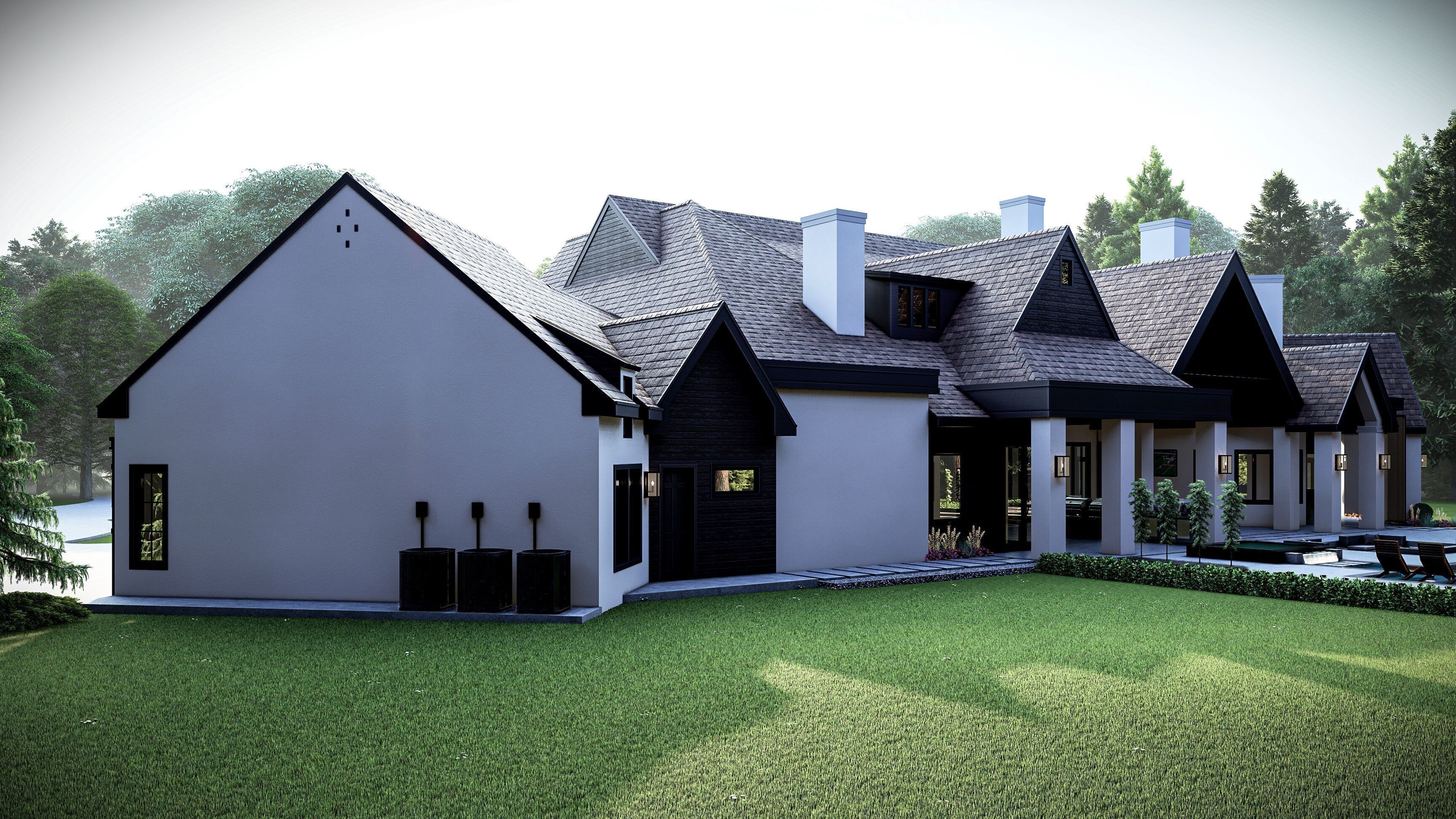 Modern Farm House Number 4 - Stl -Dae file - 3d model Only 3D print model_6