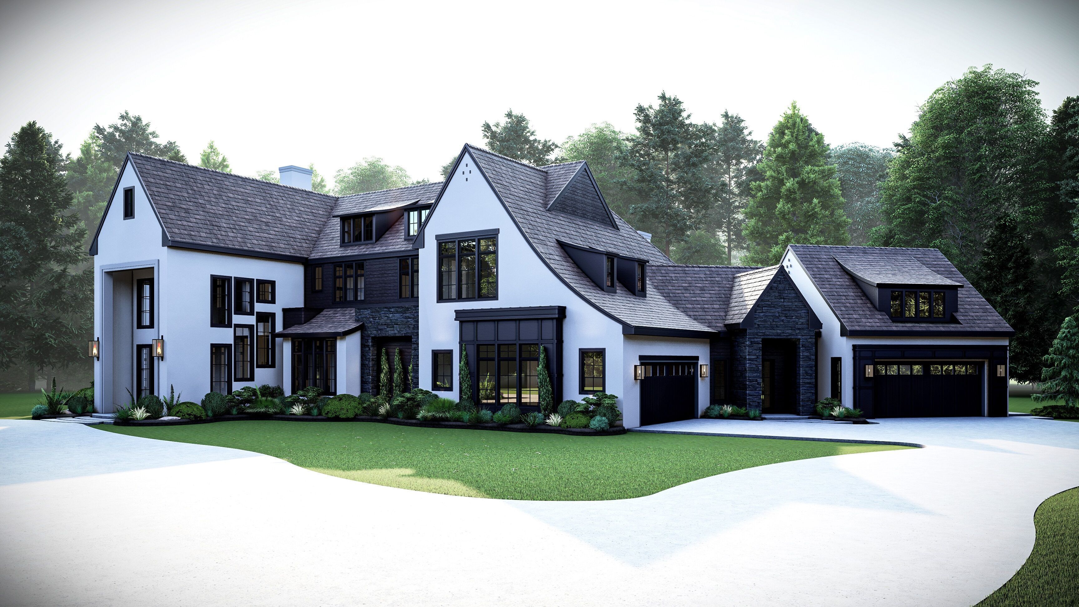 Modern Farm House Number 4 - Stl -Dae file - 3d model Only 3D print model_5