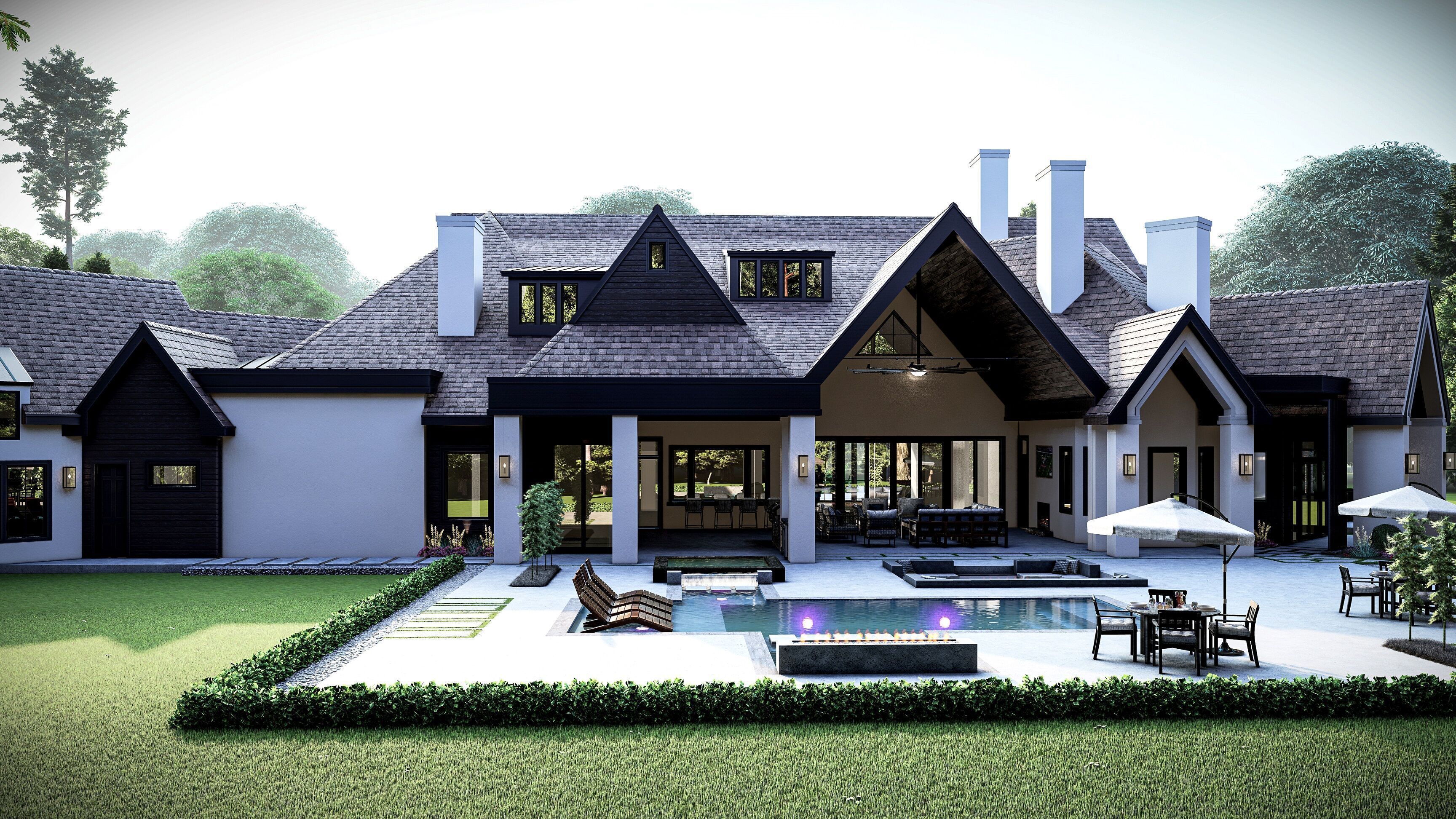 Modern Farm House Number 4 - Stl -Dae file - 3d model Only 3D print model_7