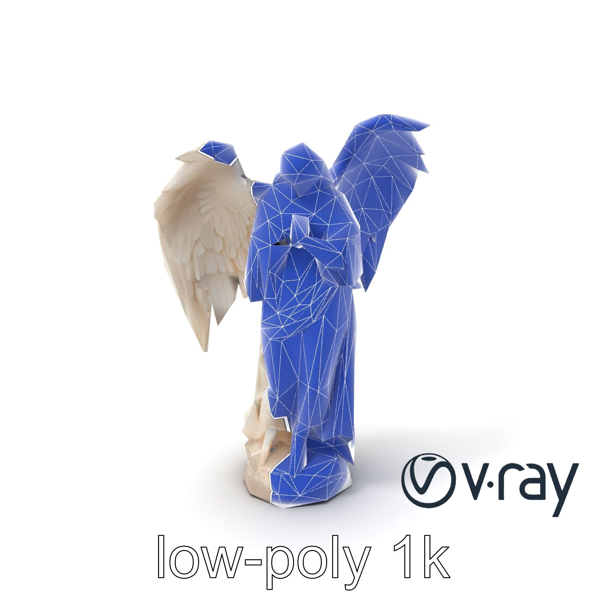 Baroque Angel Statue with Feathered Wings model pack Low-poly 3D model_6
