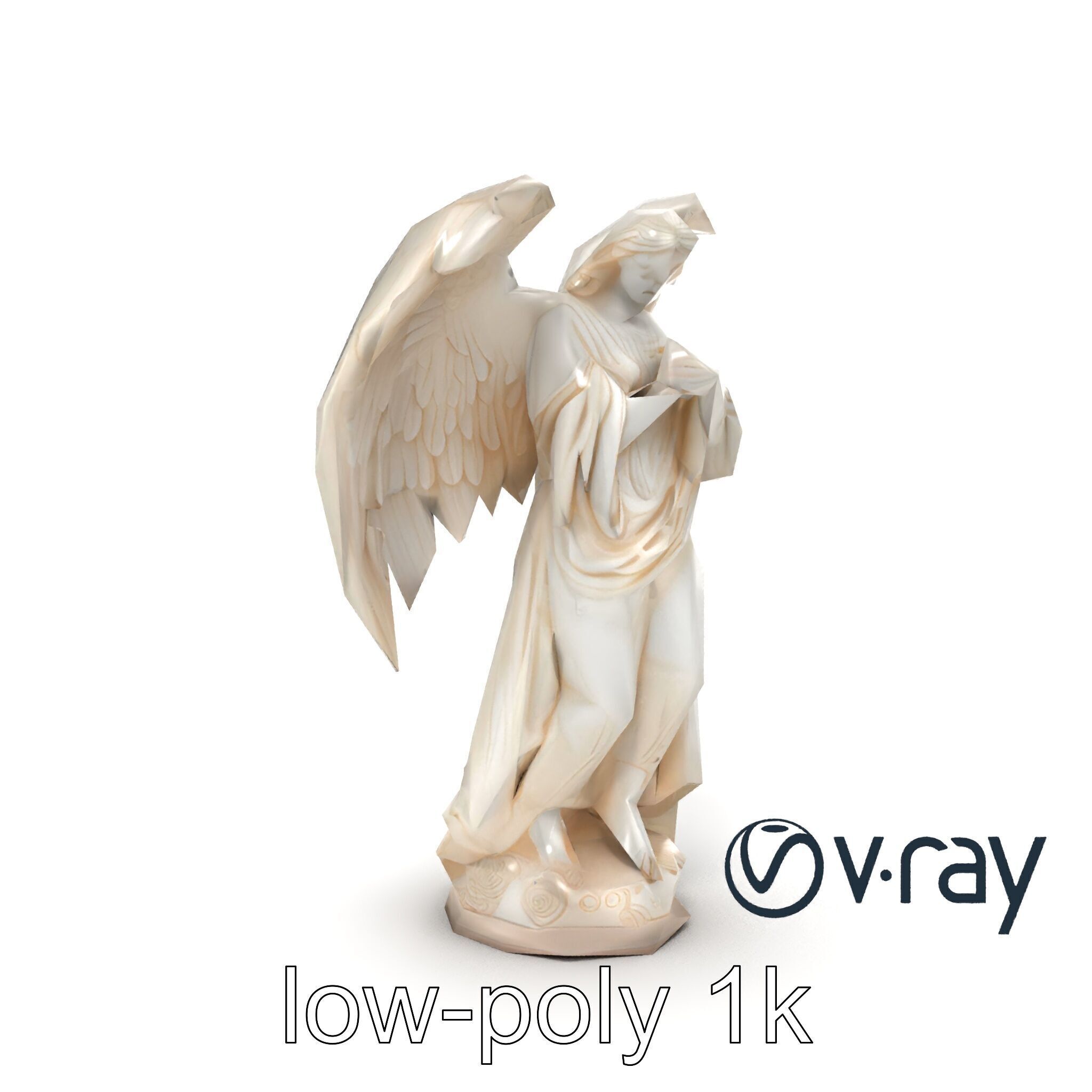 Baroque Angel Statue with Feathered Wings model pack Low-poly 3D model_29