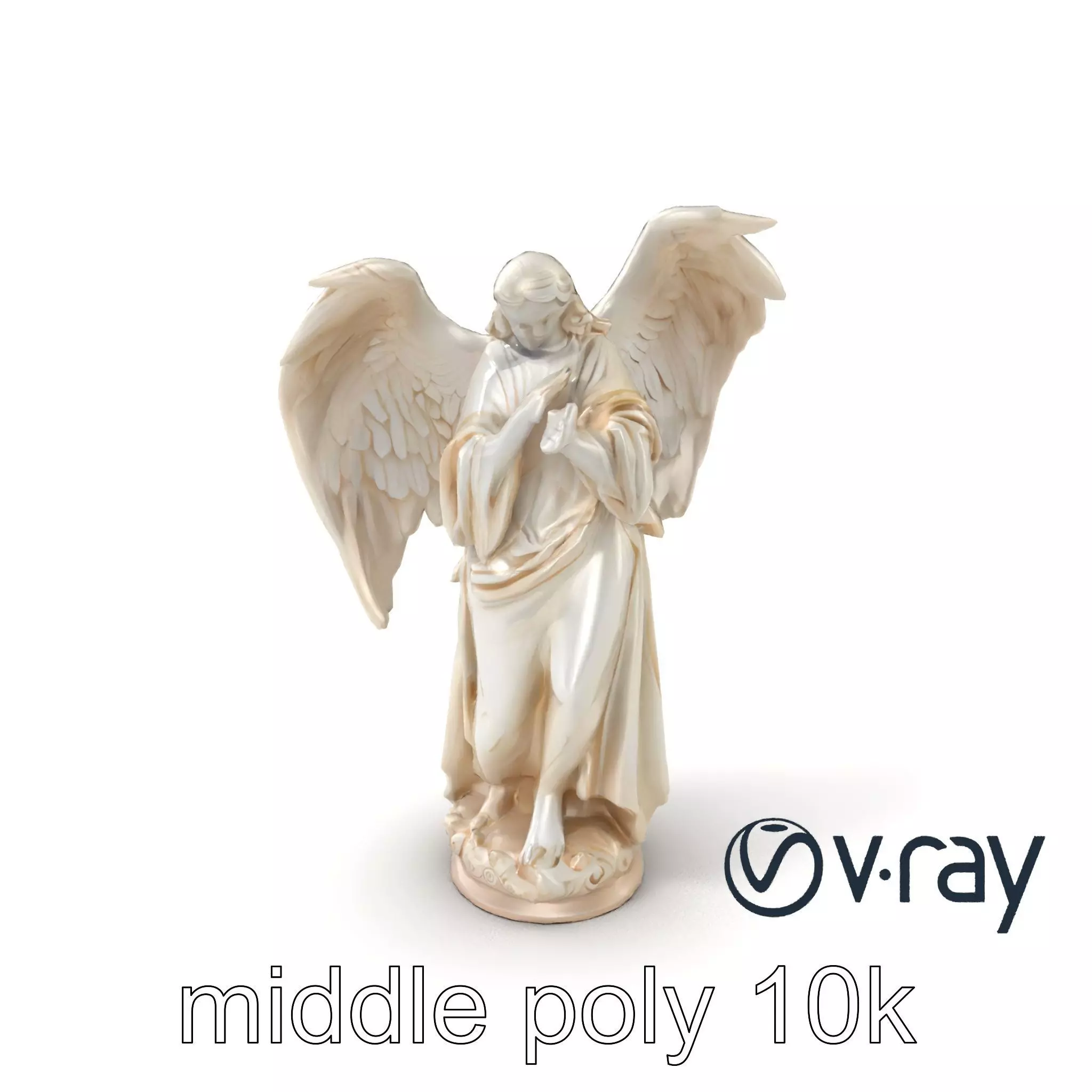 Baroque Angel Statue with Feathered Wings model pack Low-poly 3D model_0