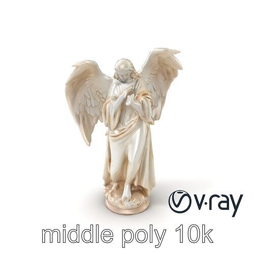 Baroque Angel Statue with Feathered Wings model pack Low-poly 3D model