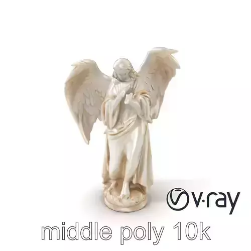 Baroque Angel Statue with Feathered Wings model pack Low-poly 3D model
