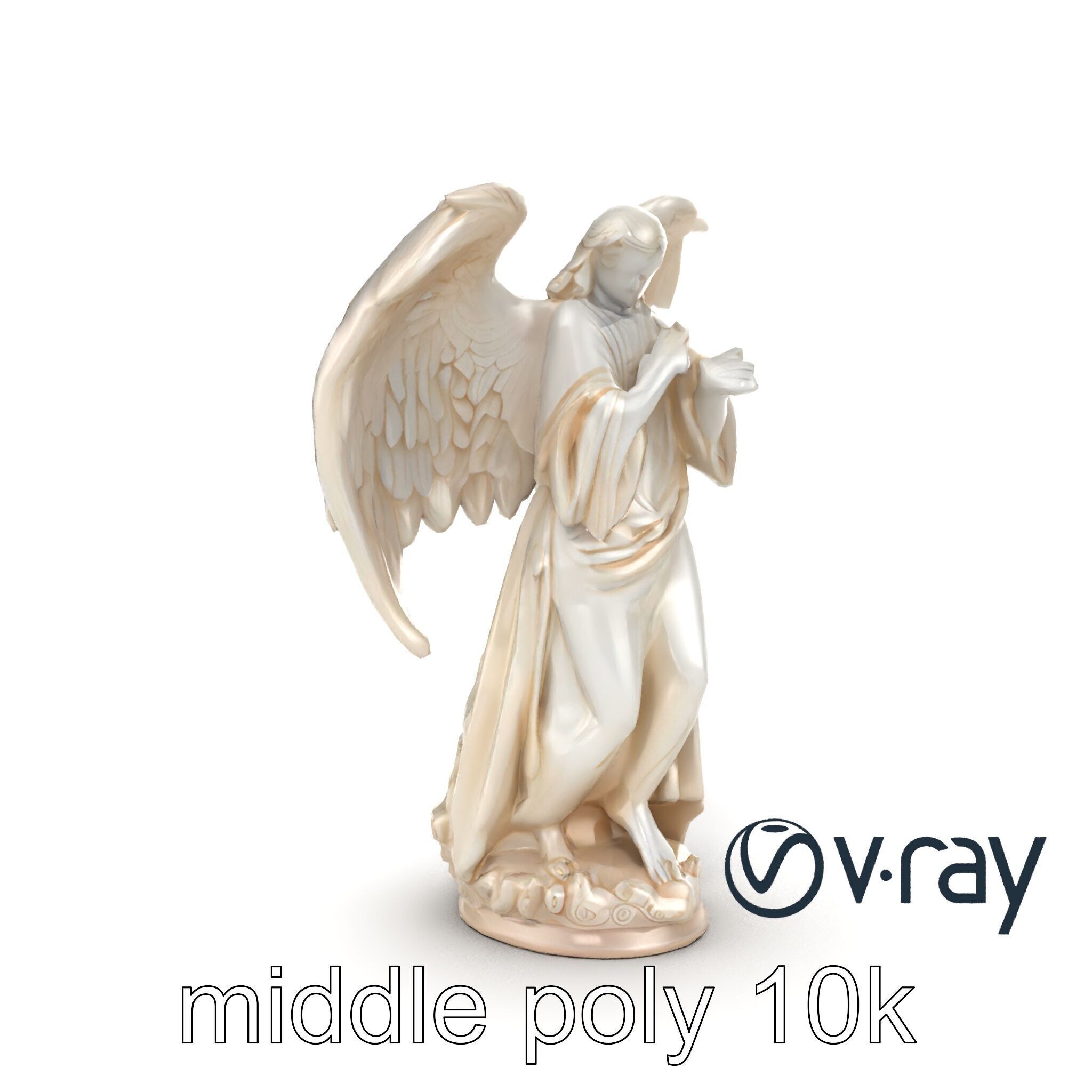 Baroque Angel Statue with Feathered Wings model pack Low-poly 3D model_15