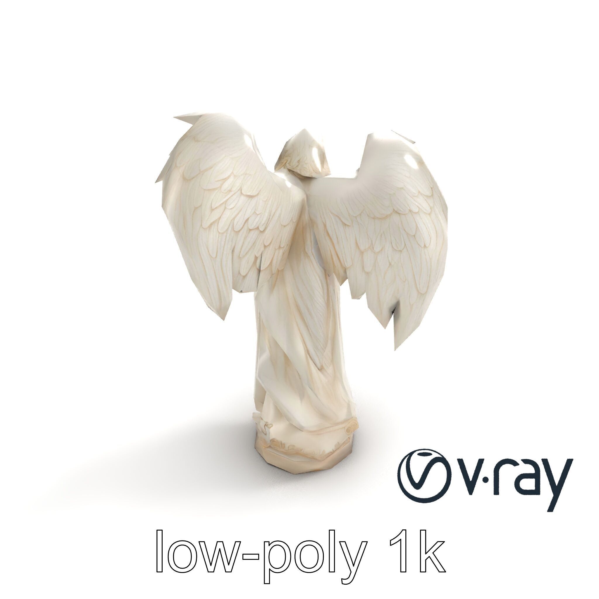 Baroque Angel Statue with Feathered Wings model pack Low-poly 3D model_8
