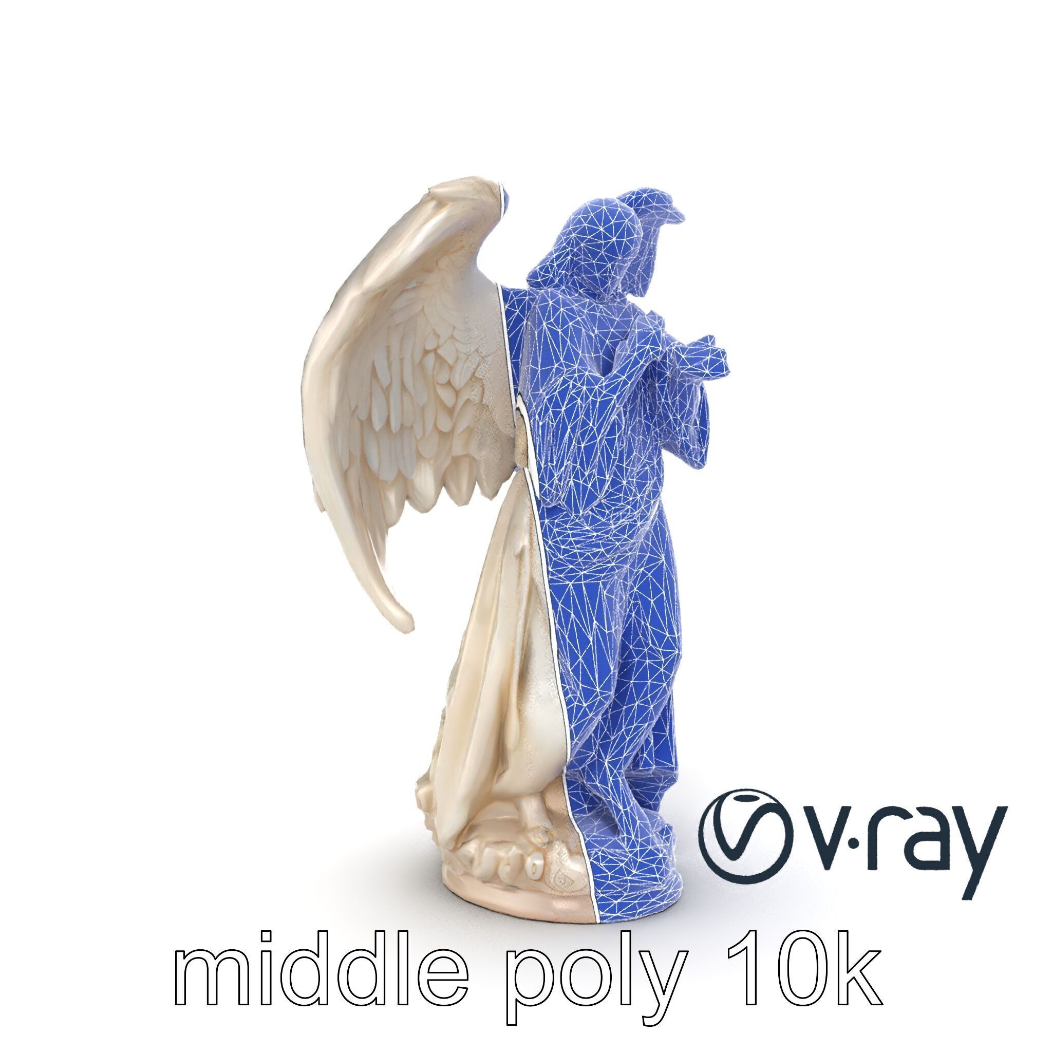 Baroque Angel Statue with Feathered Wings model pack Low-poly 3D model_18