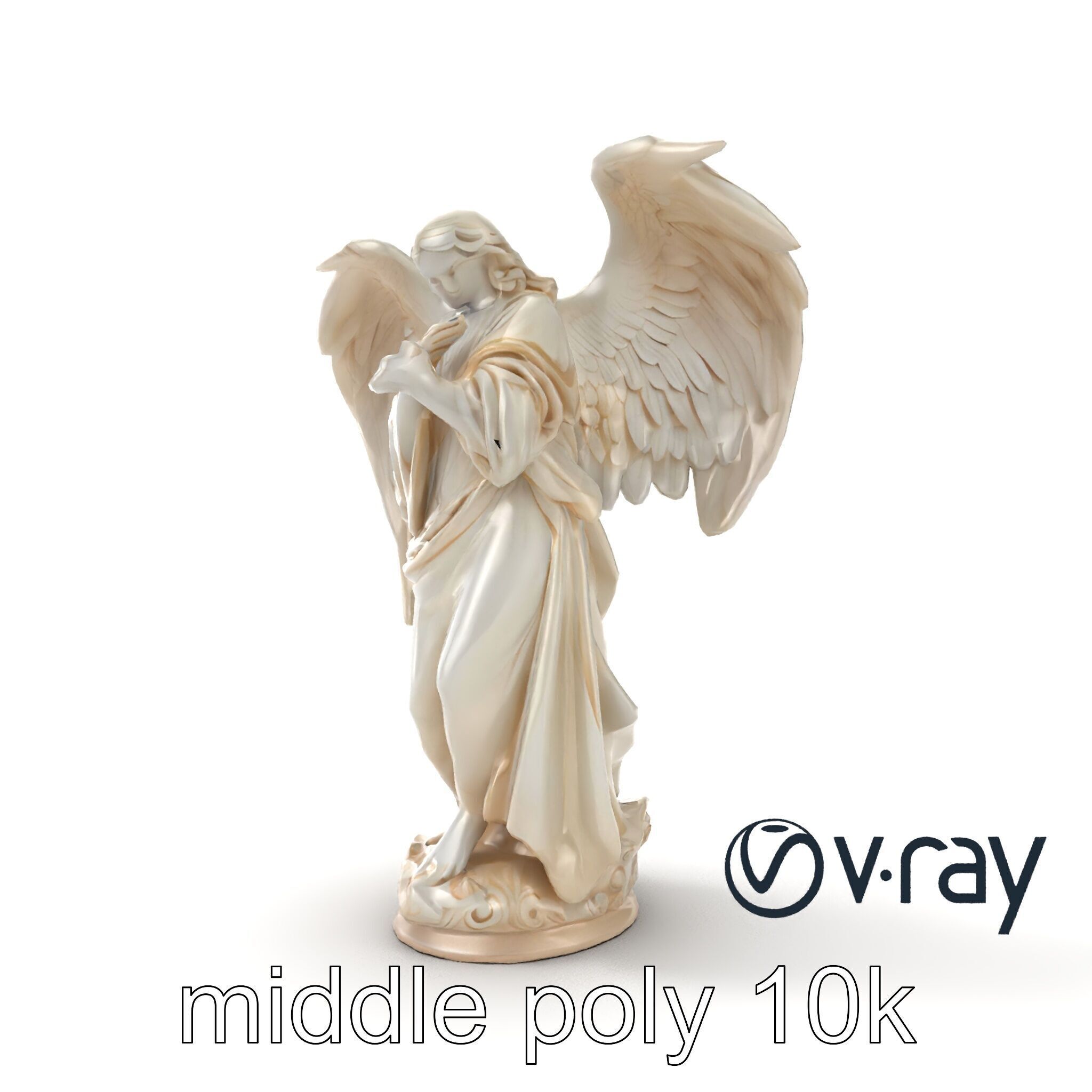 Baroque Angel Statue with Feathered Wings model pack Low-poly 3D model_26