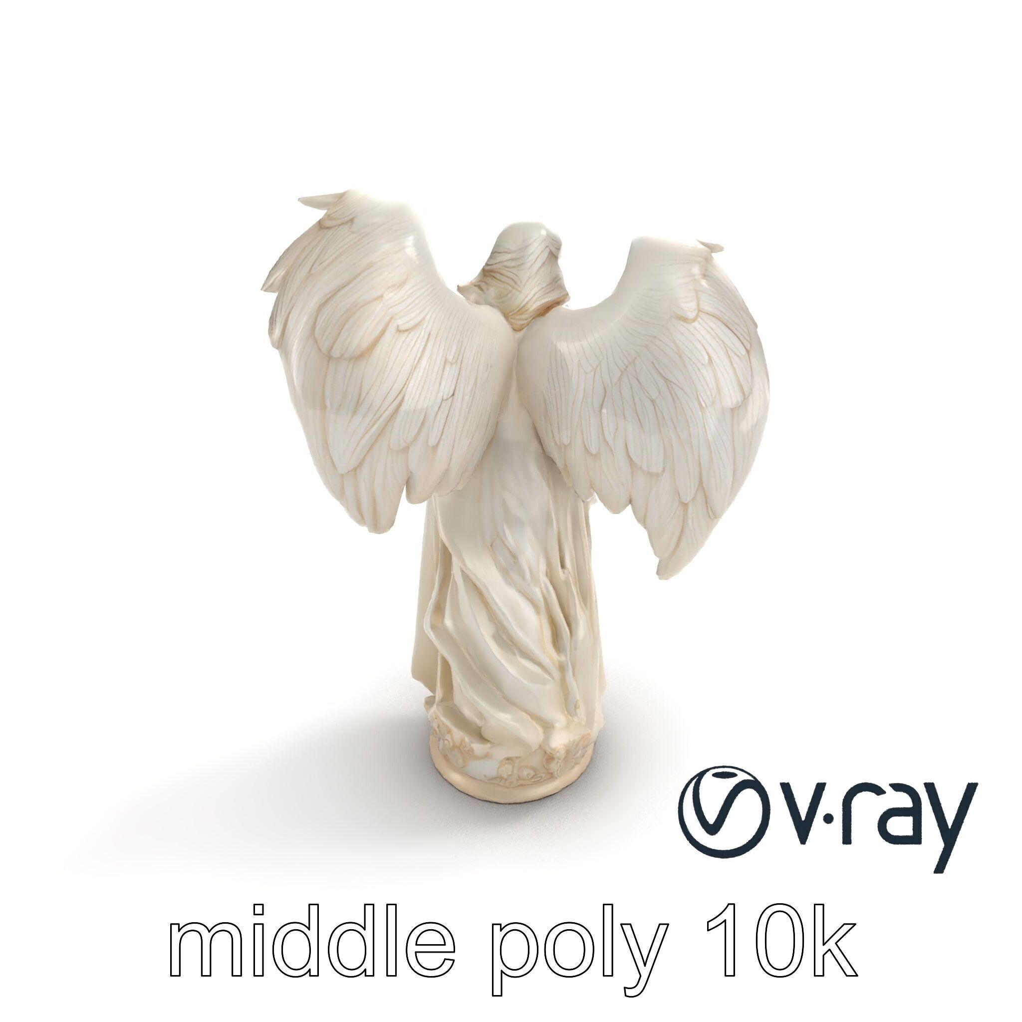 Baroque Angel Statue with Feathered Wings model pack Low-poly 3D model_7