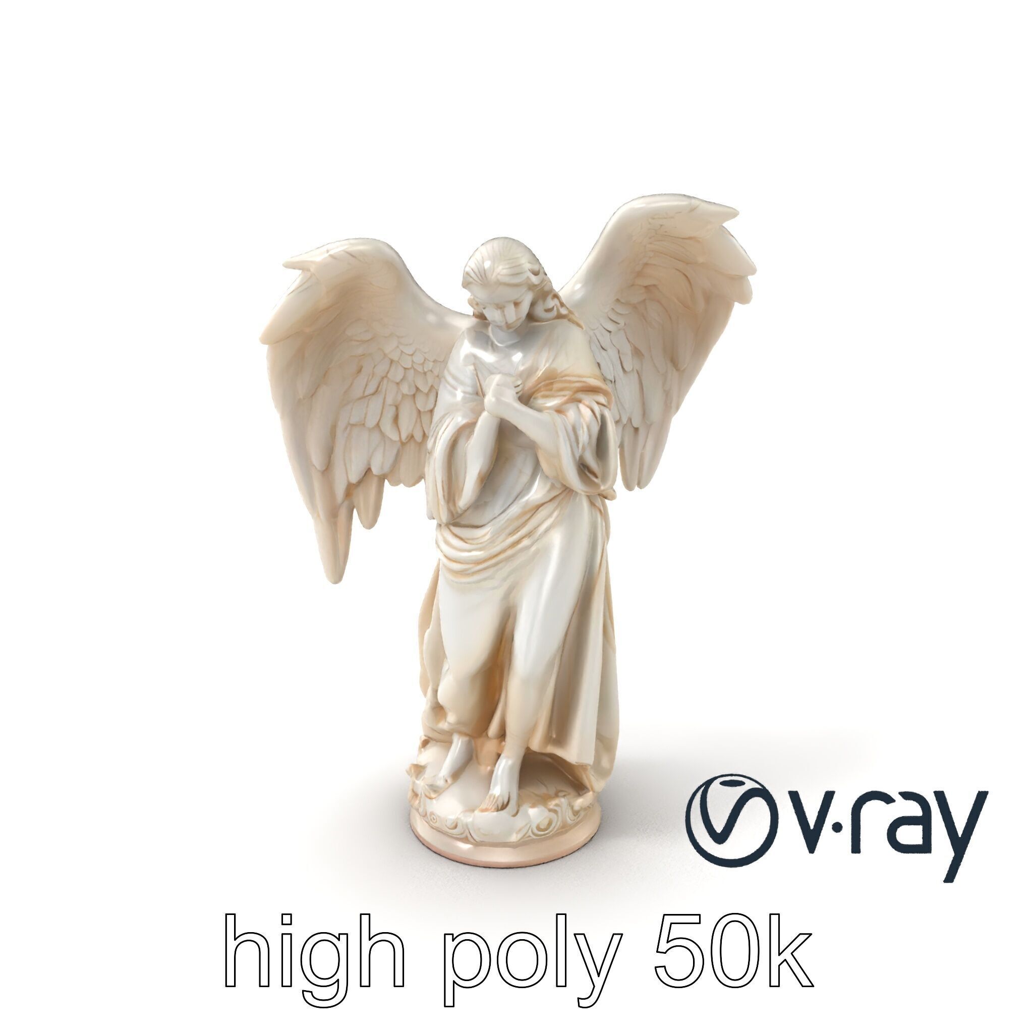 Baroque Angel Statue with Feathered Wings model pack Low-poly 3D model_2