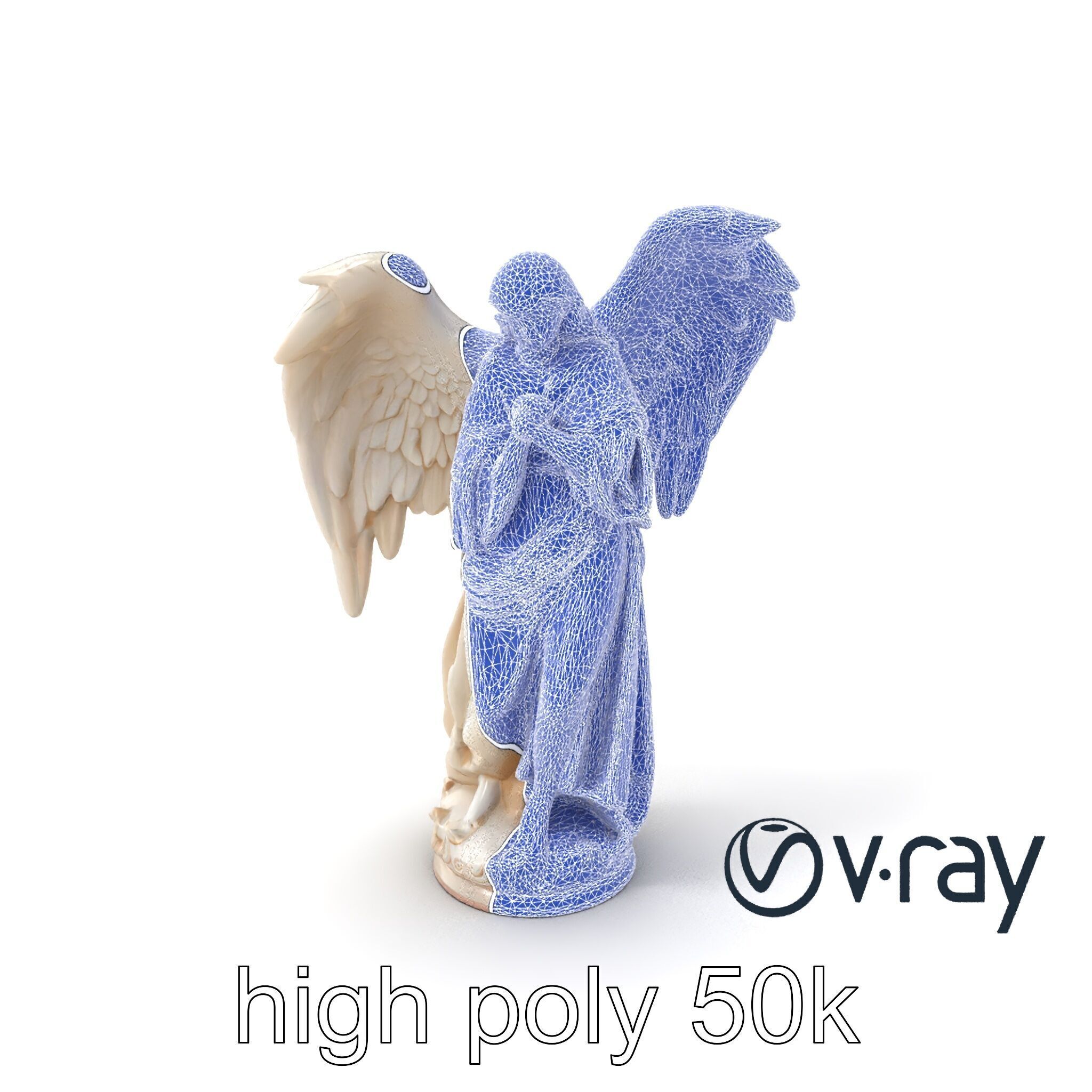 Baroque Angel Statue with Feathered Wings model pack Low-poly 3D model_1