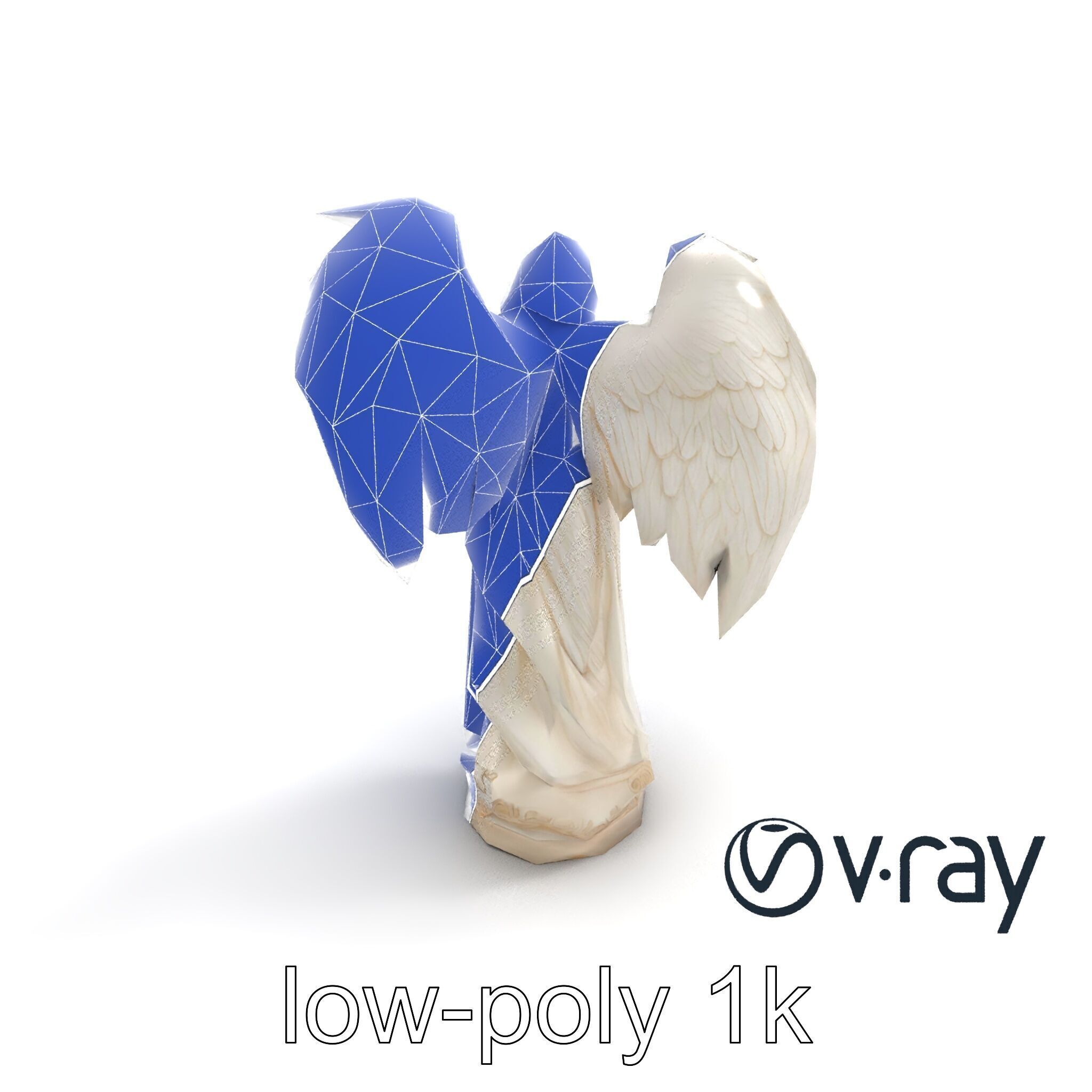 Baroque Angel Statue with Feathered Wings model pack Low-poly 3D model_12