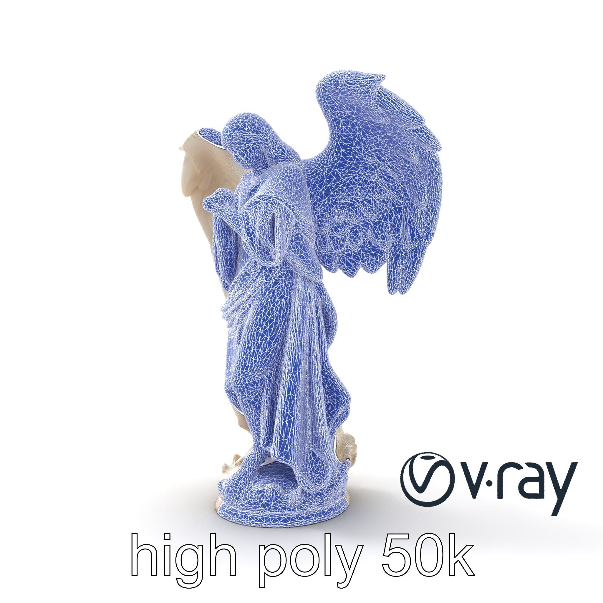 Baroque Angel Statue with Feathered Wings model pack Low-poly 3D model_21