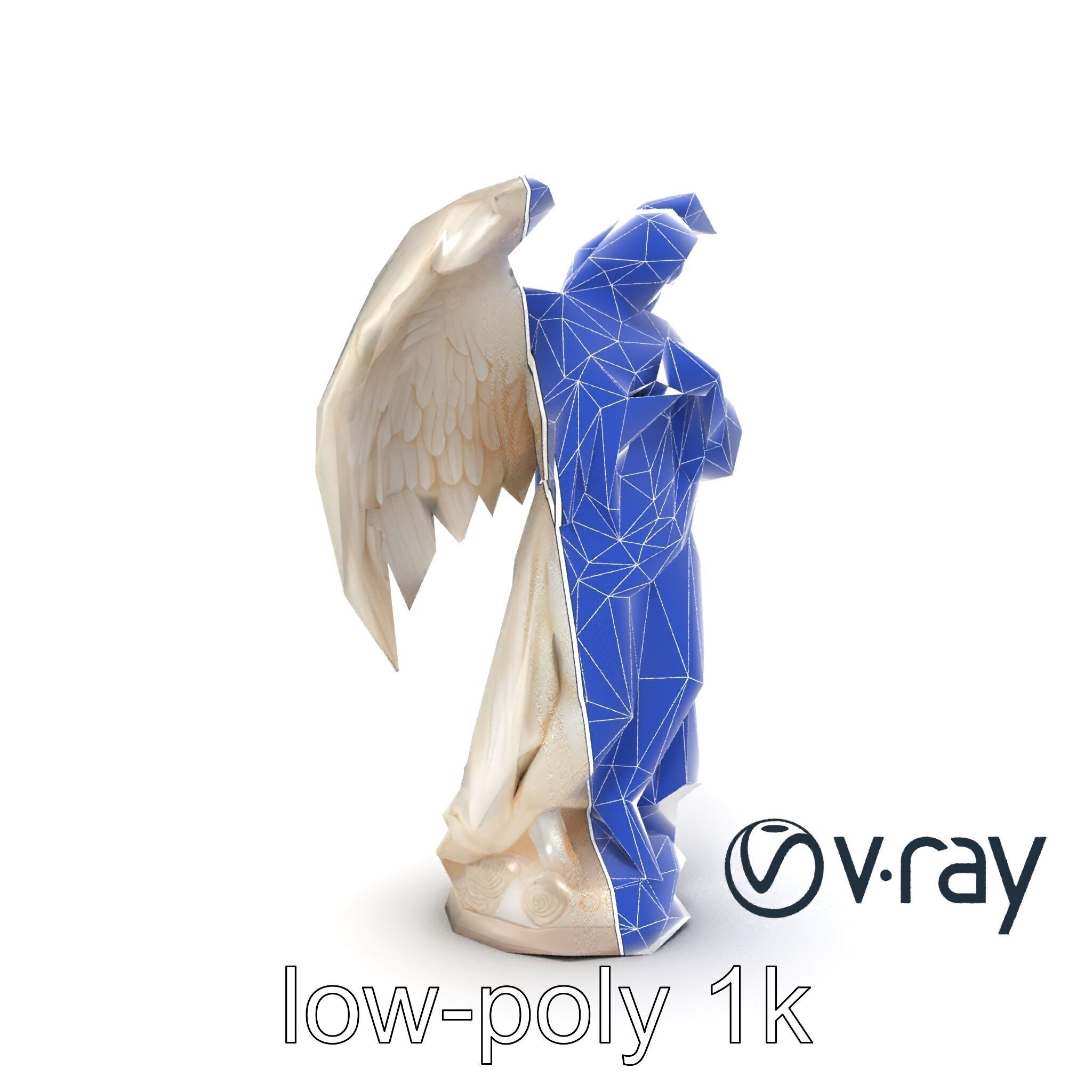 Baroque Angel Statue with Feathered Wings model pack Low-poly 3D model_24