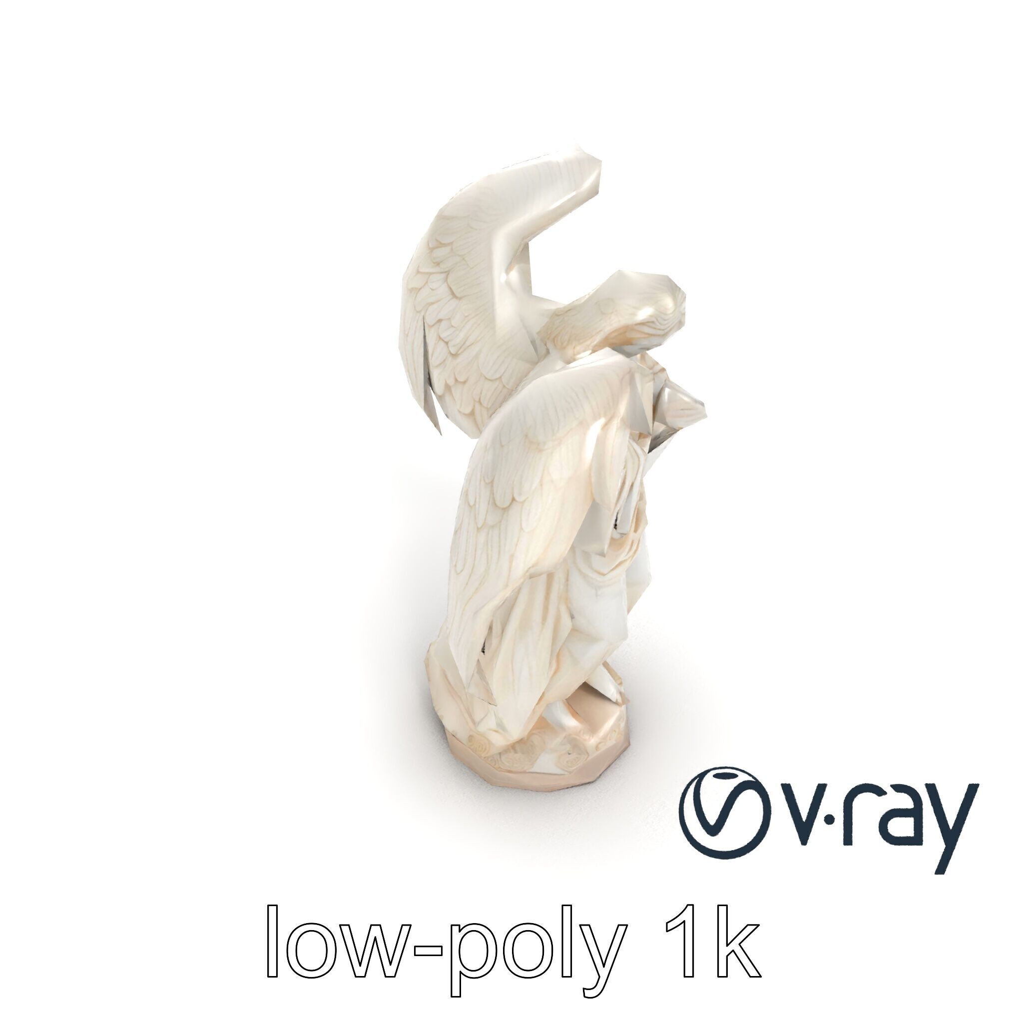 Baroque Angel Statue with Feathered Wings model pack Low-poly 3D model_16