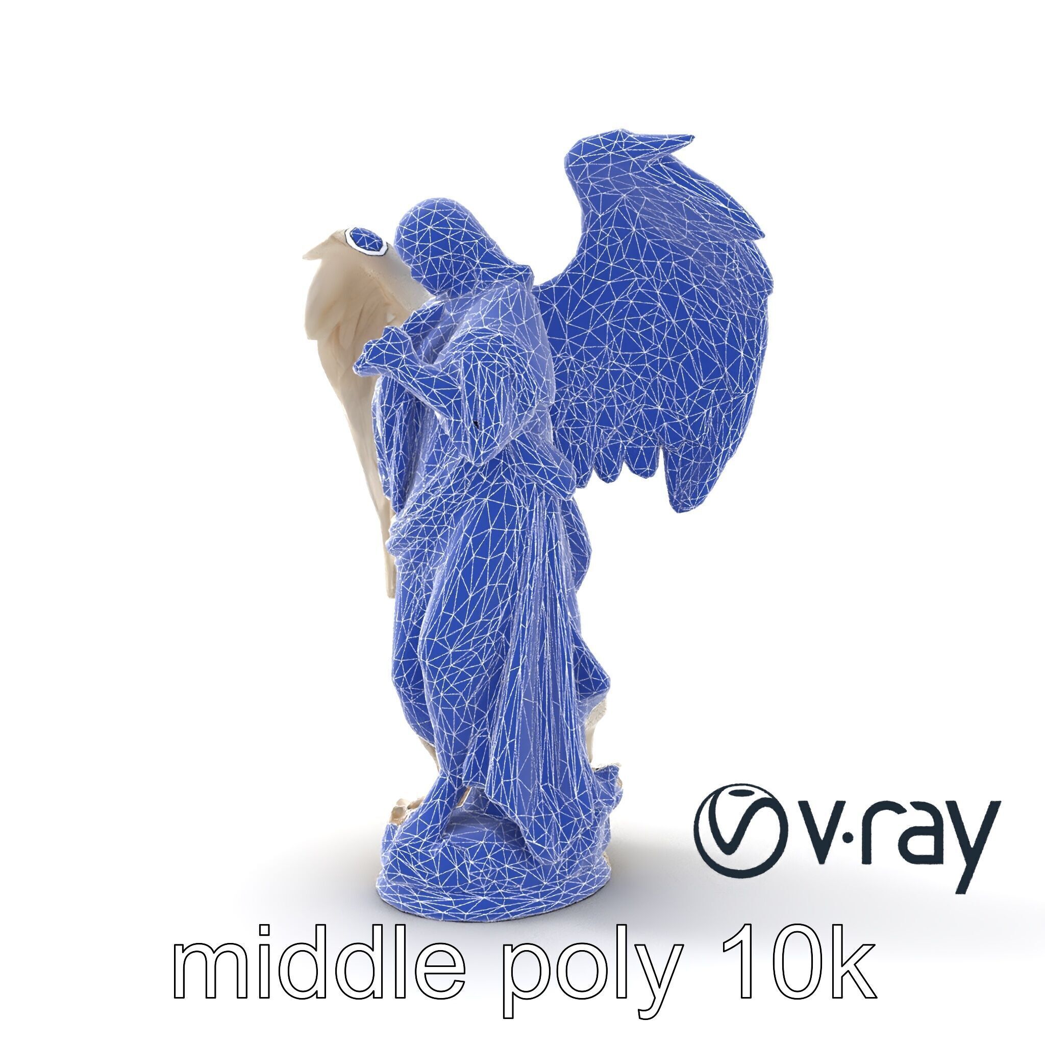 Baroque Angel Statue with Feathered Wings model pack Low-poly 3D model_30