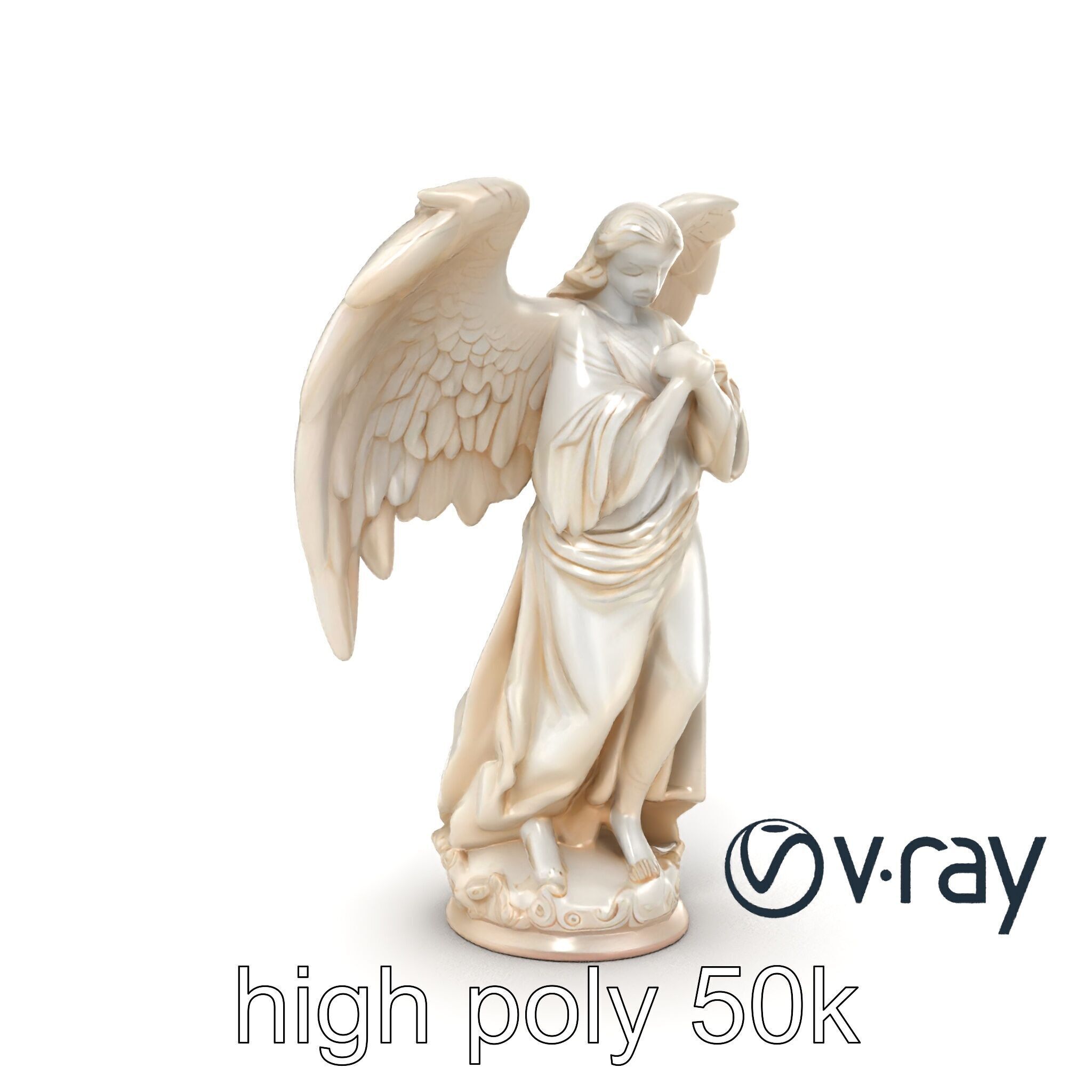 Baroque Angel Statue with Feathered Wings model pack Low-poly 3D model_25