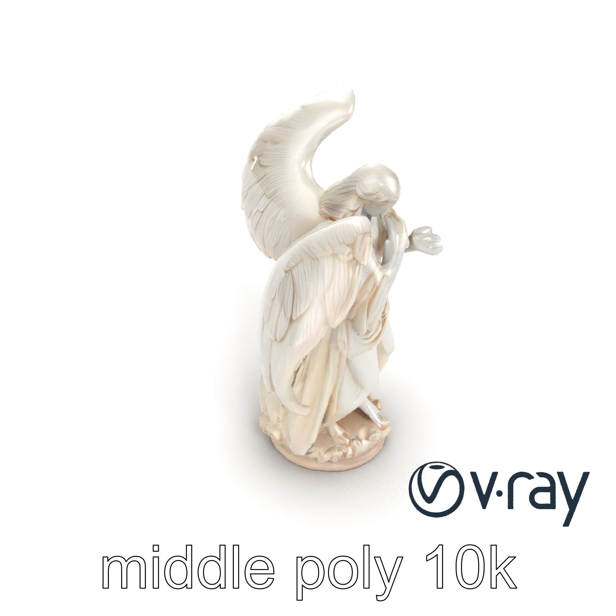 Baroque Angel Statue with Feathered Wings model pack Low-poly 3D model_10