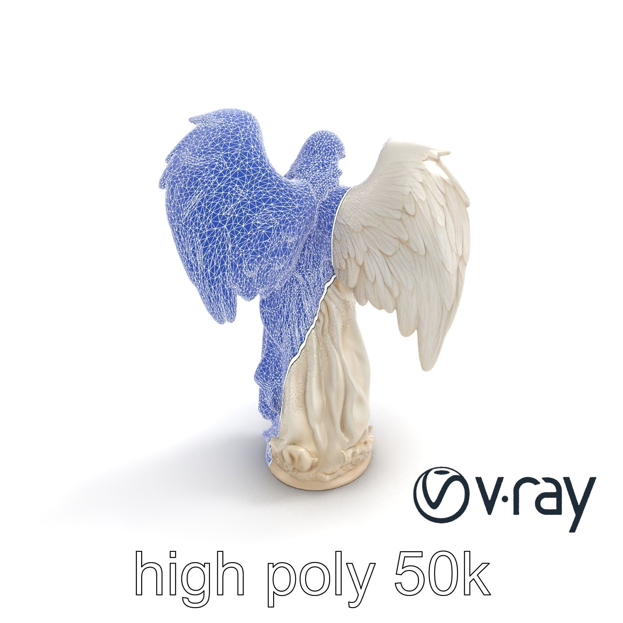 Baroque Angel Statue with Feathered Wings model pack Low-poly 3D model_22