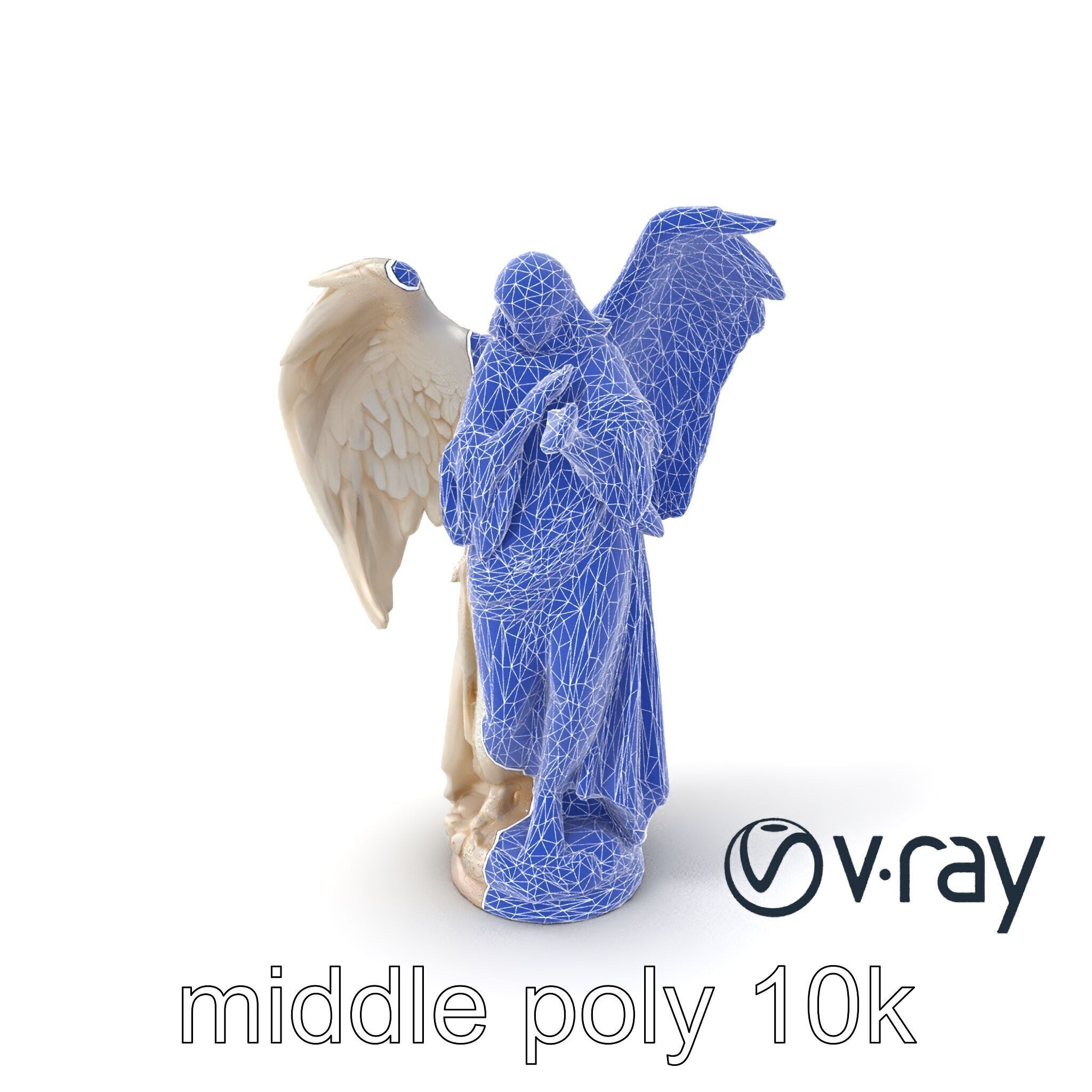 Baroque Angel Statue with Feathered Wings model pack Low-poly 3D model_5