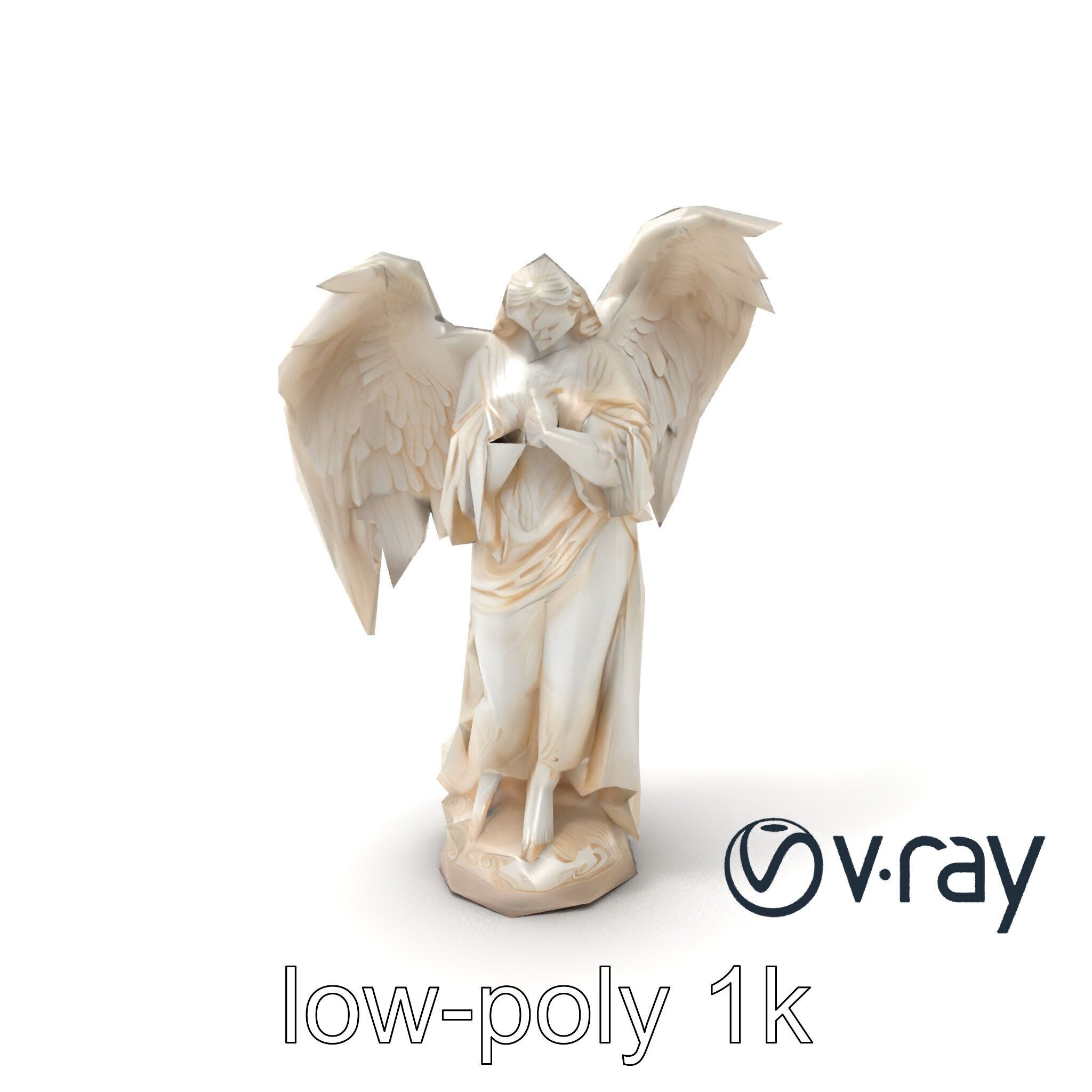 Baroque Angel Statue with Feathered Wings model pack Low-poly 3D model_4