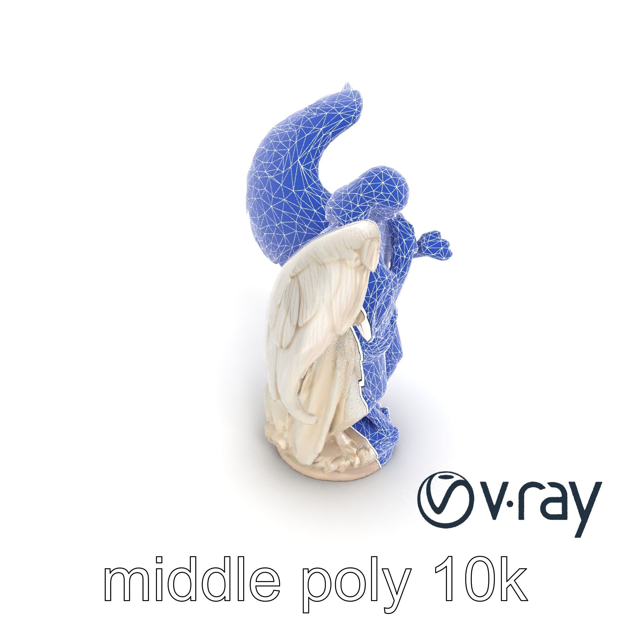 Baroque Angel Statue with Feathered Wings model pack Low-poly 3D model_17