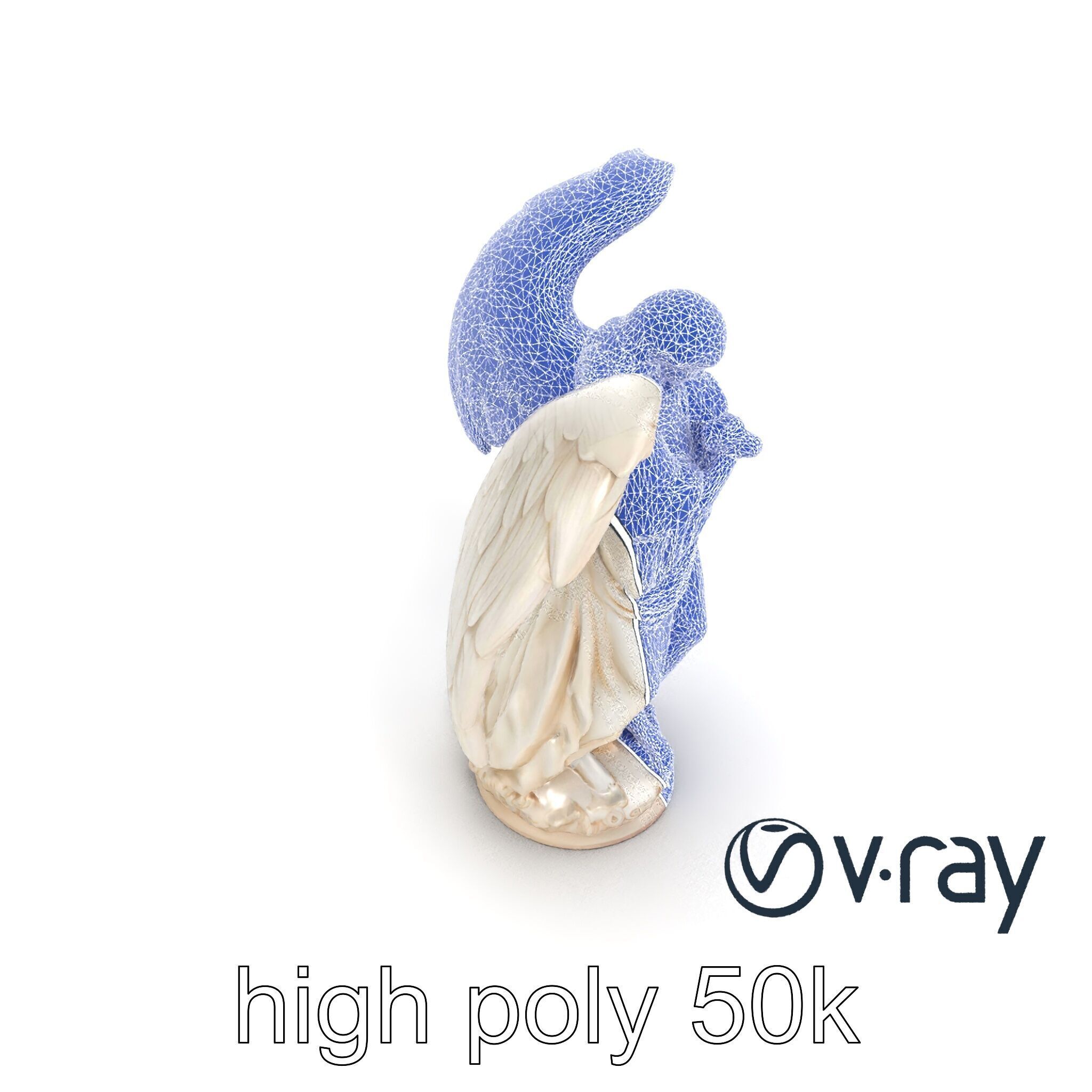 Baroque Angel Statue with Feathered Wings model pack Low-poly 3D model_27