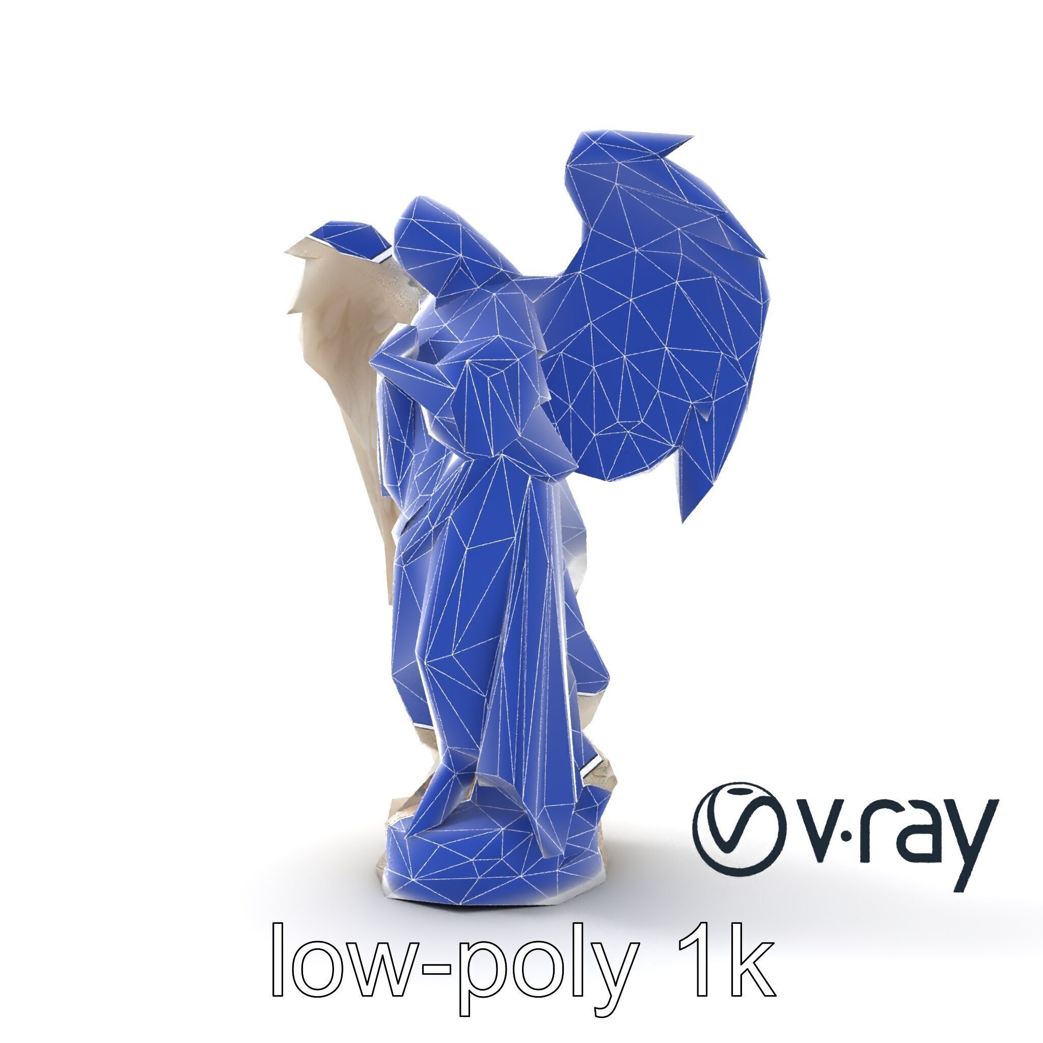Baroque Angel Statue with Feathered Wings model pack Low-poly 3D model_23