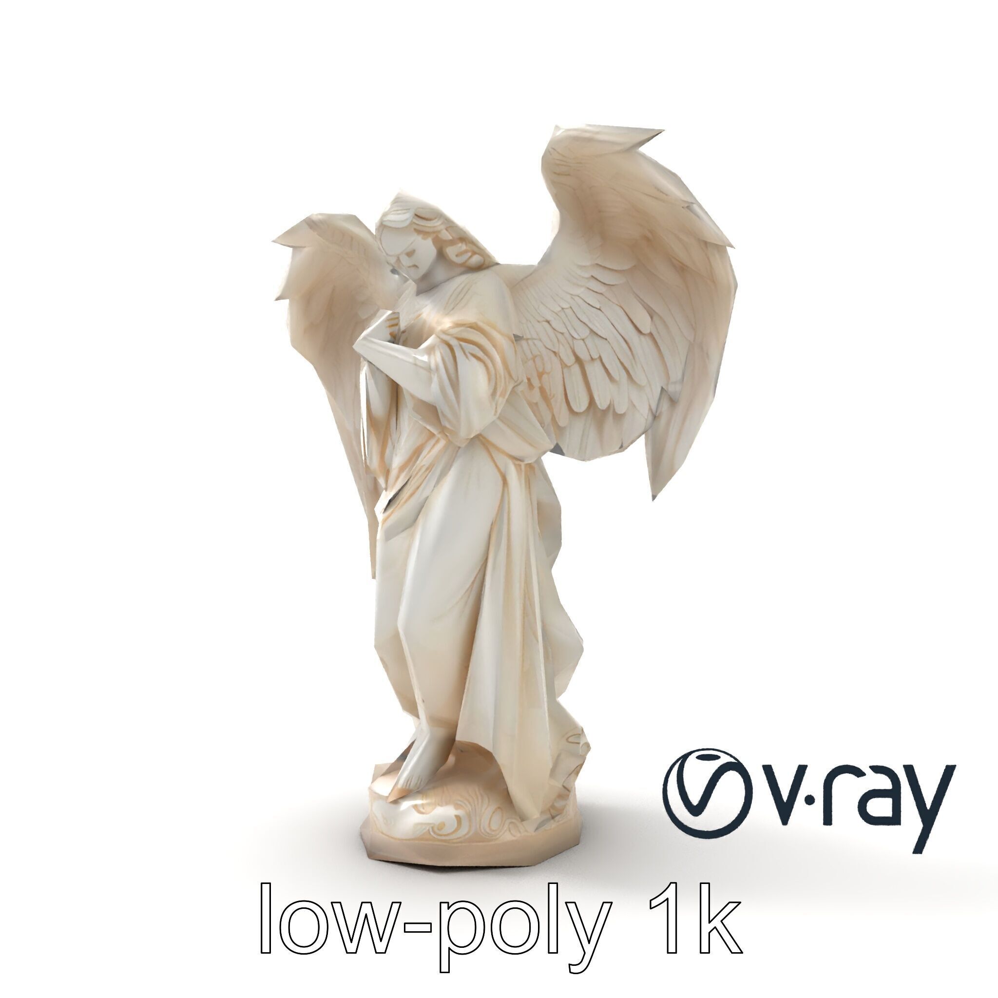 Baroque Angel Statue with Feathered Wings model pack Low-poly 3D model_20