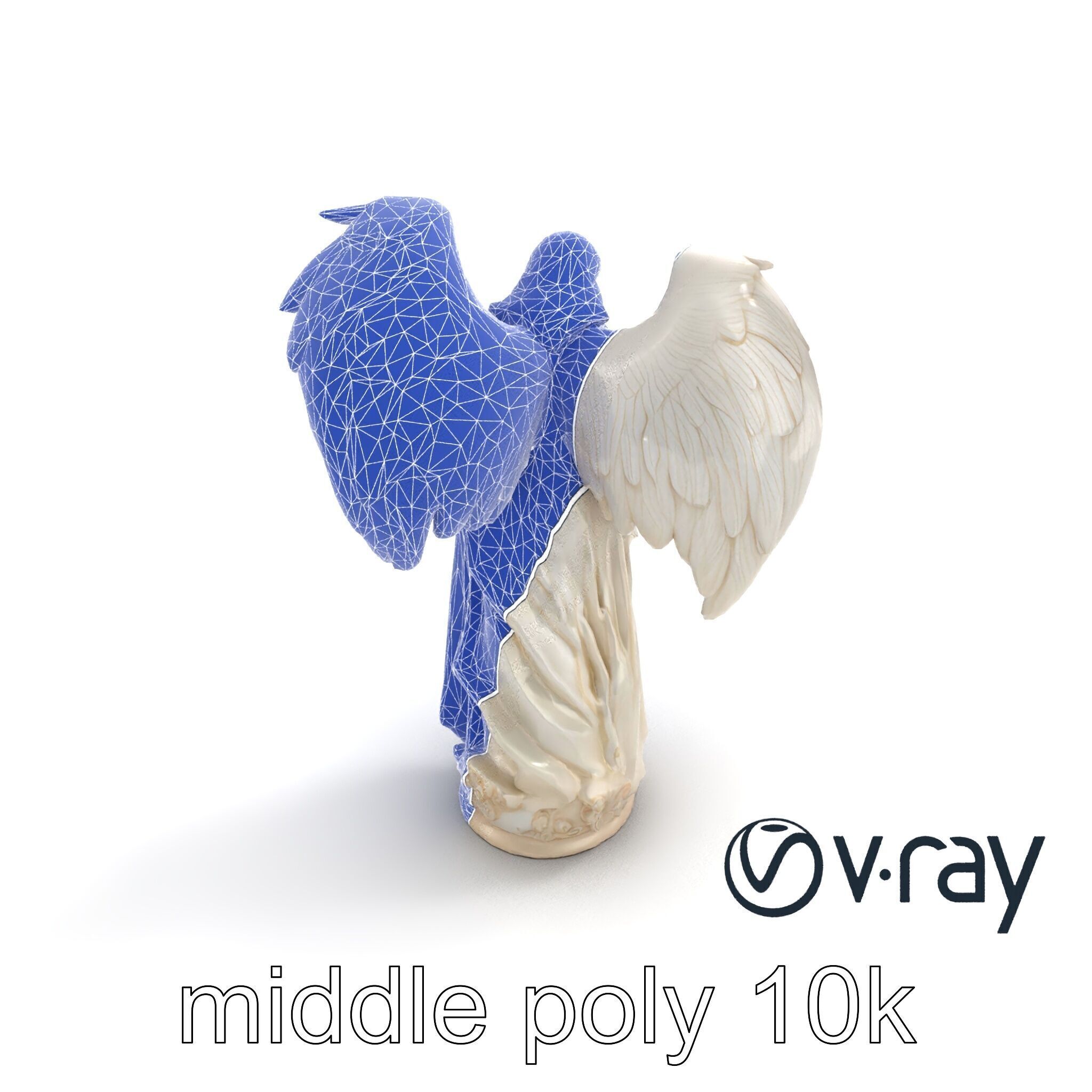 Baroque Angel Statue with Feathered Wings model pack Low-poly 3D model_13