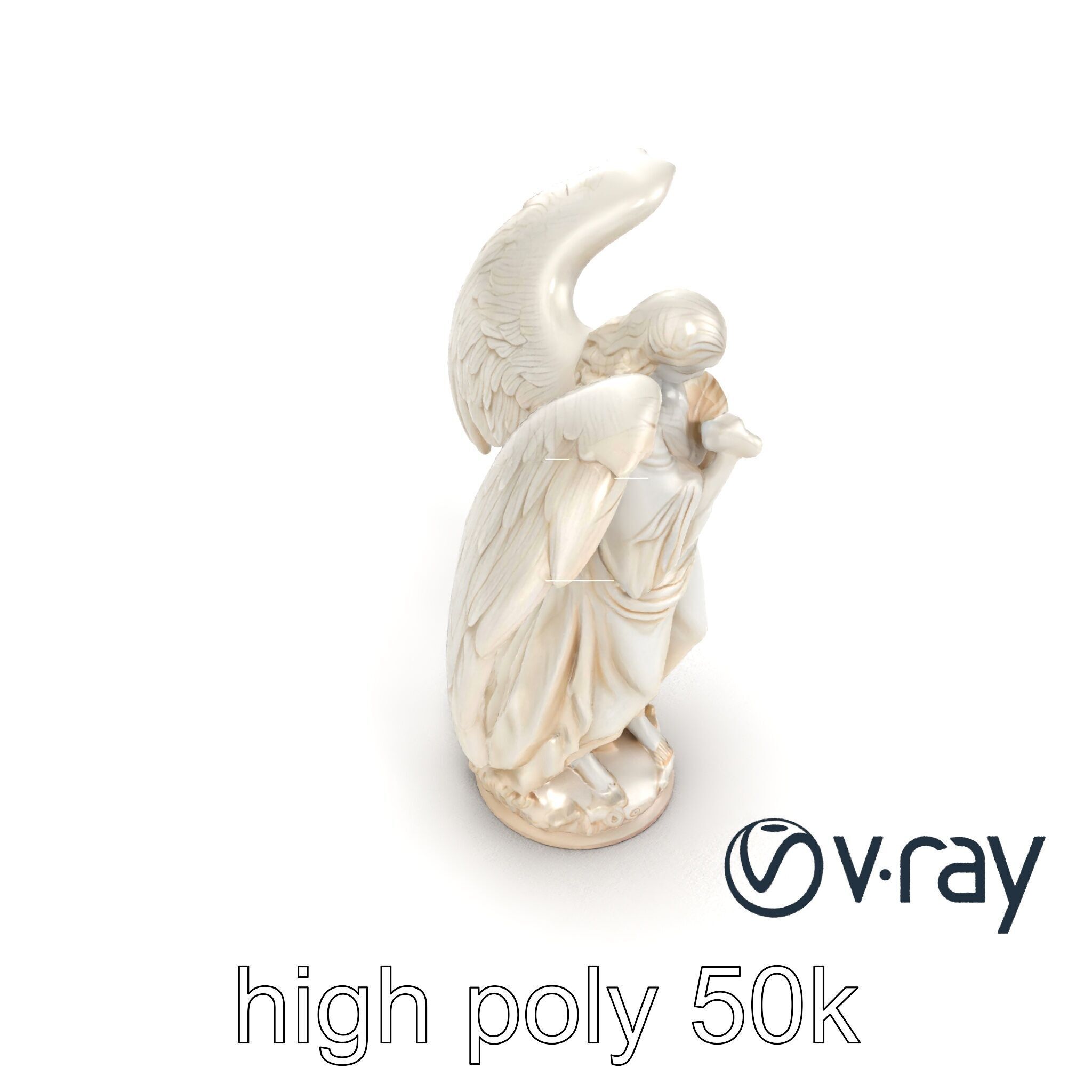 Baroque Angel Statue with Feathered Wings model pack Low-poly 3D model_11