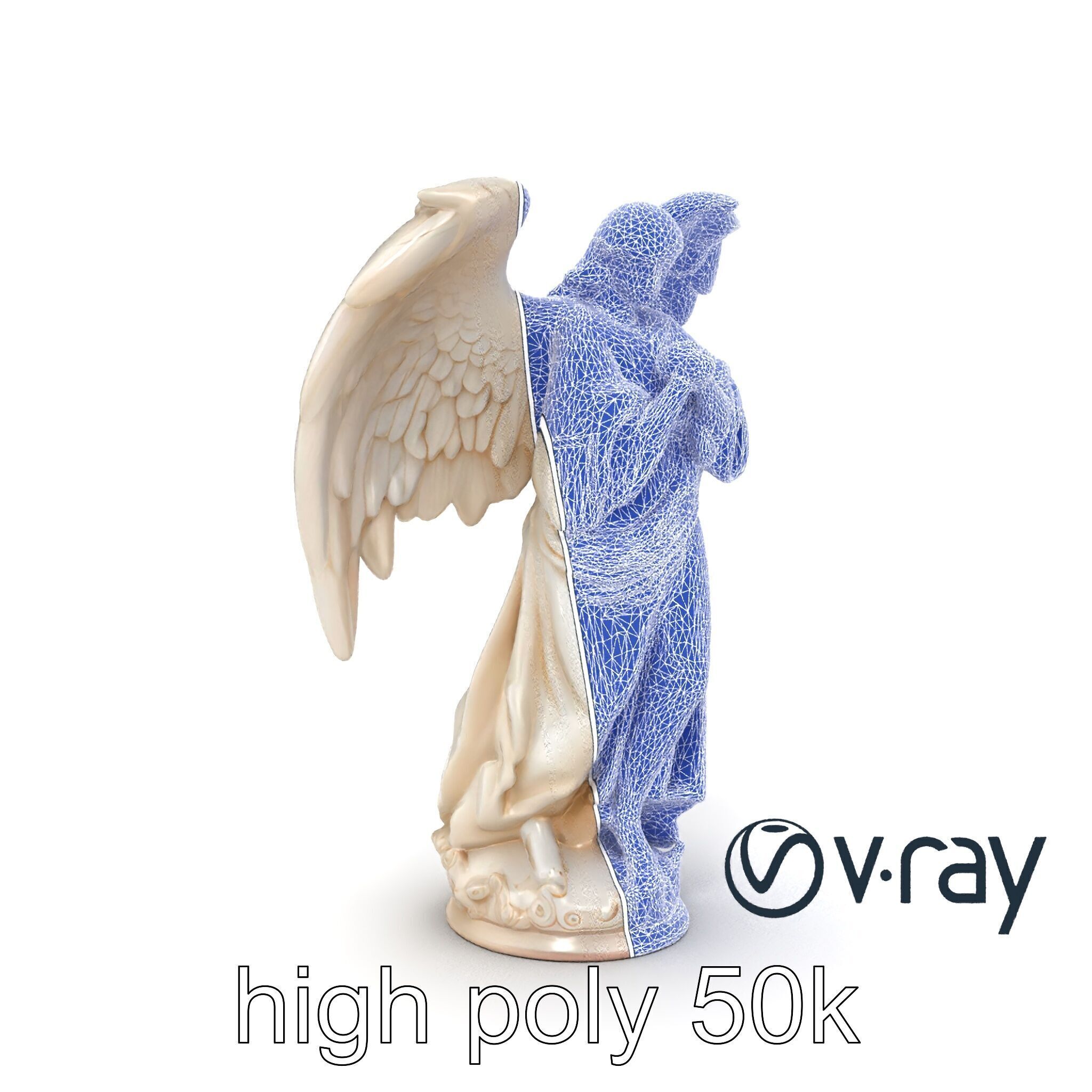 Baroque Angel Statue with Feathered Wings model pack Low-poly 3D model_28