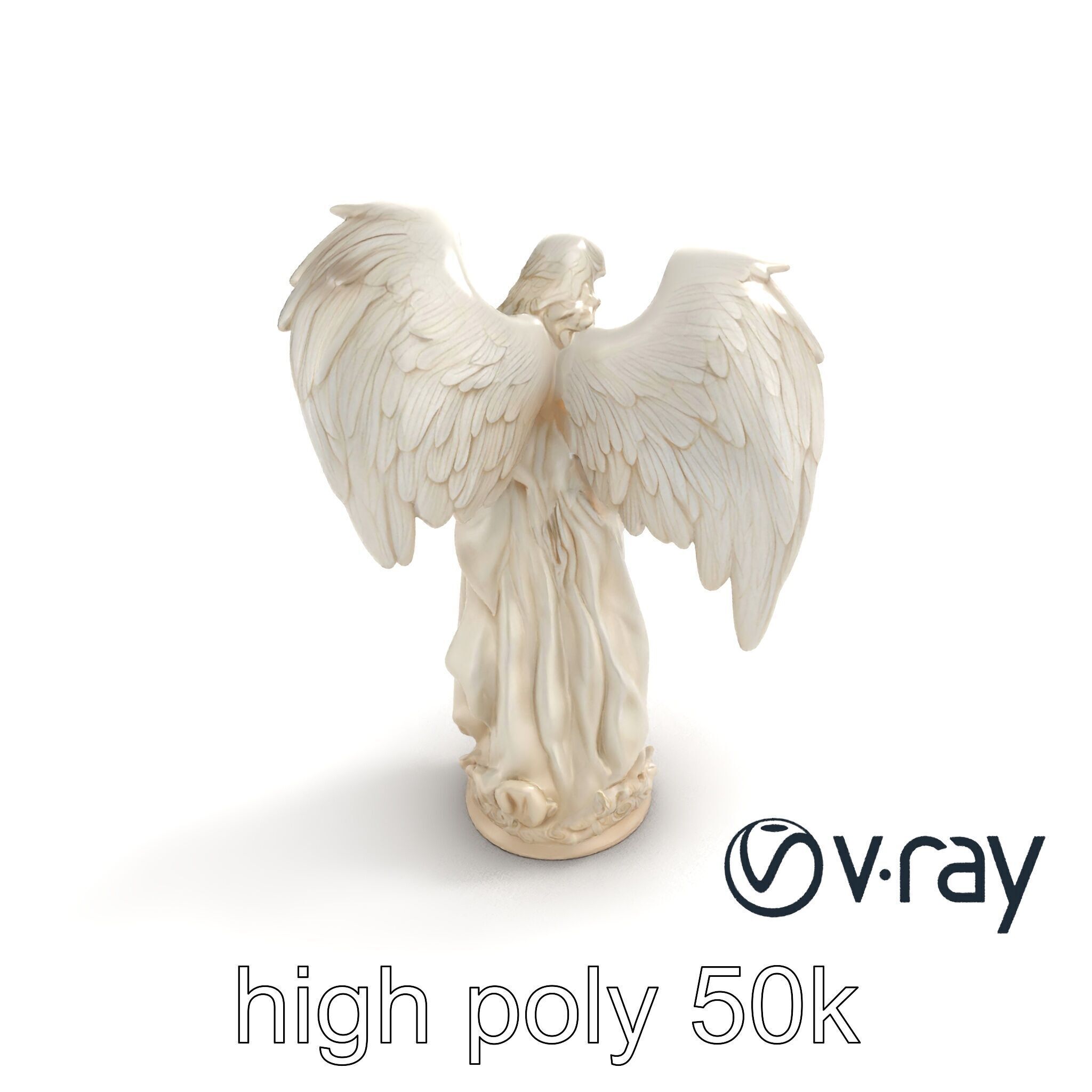 Baroque Angel Statue with Feathered Wings model pack Low-poly 3D model_9