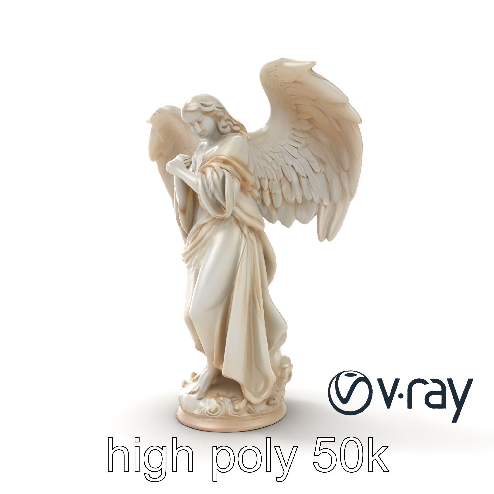 Baroque Angel Statue with Feathered Wings model pack Low-poly 3D model_14