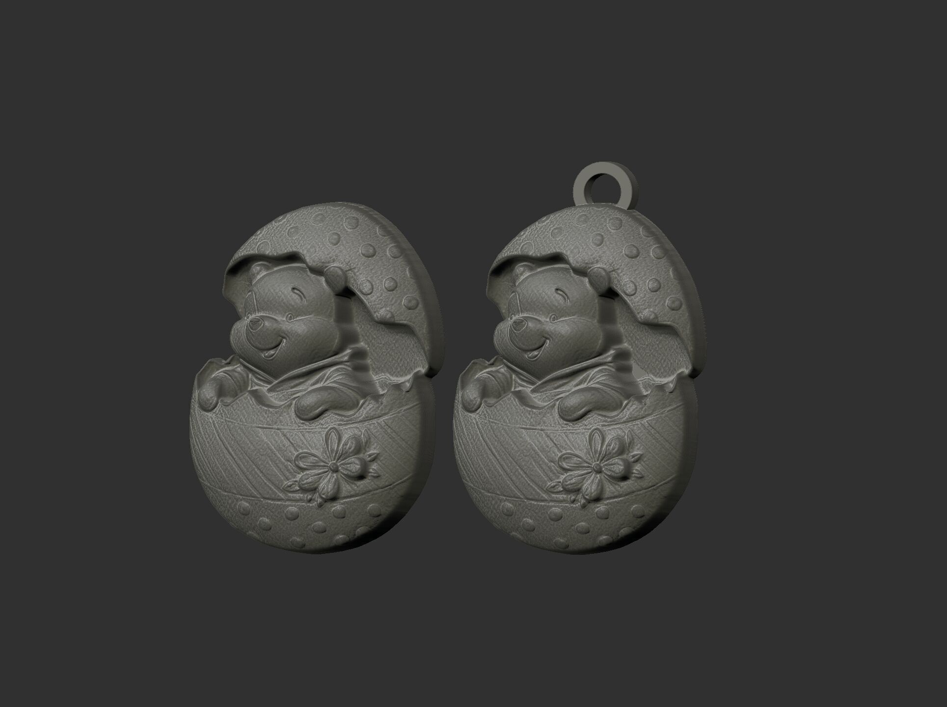 pooh bear inside crach easter egg decor  3D print model_3