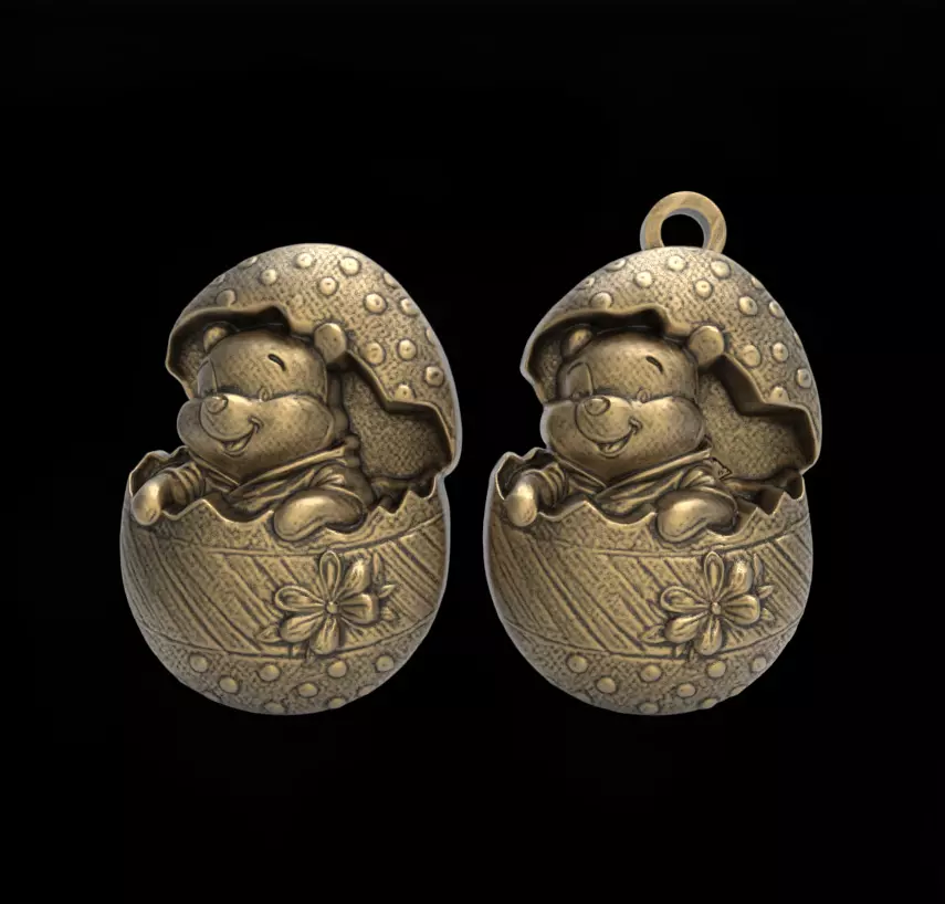 pooh bear inside crach easter egg decor  3D print model_0