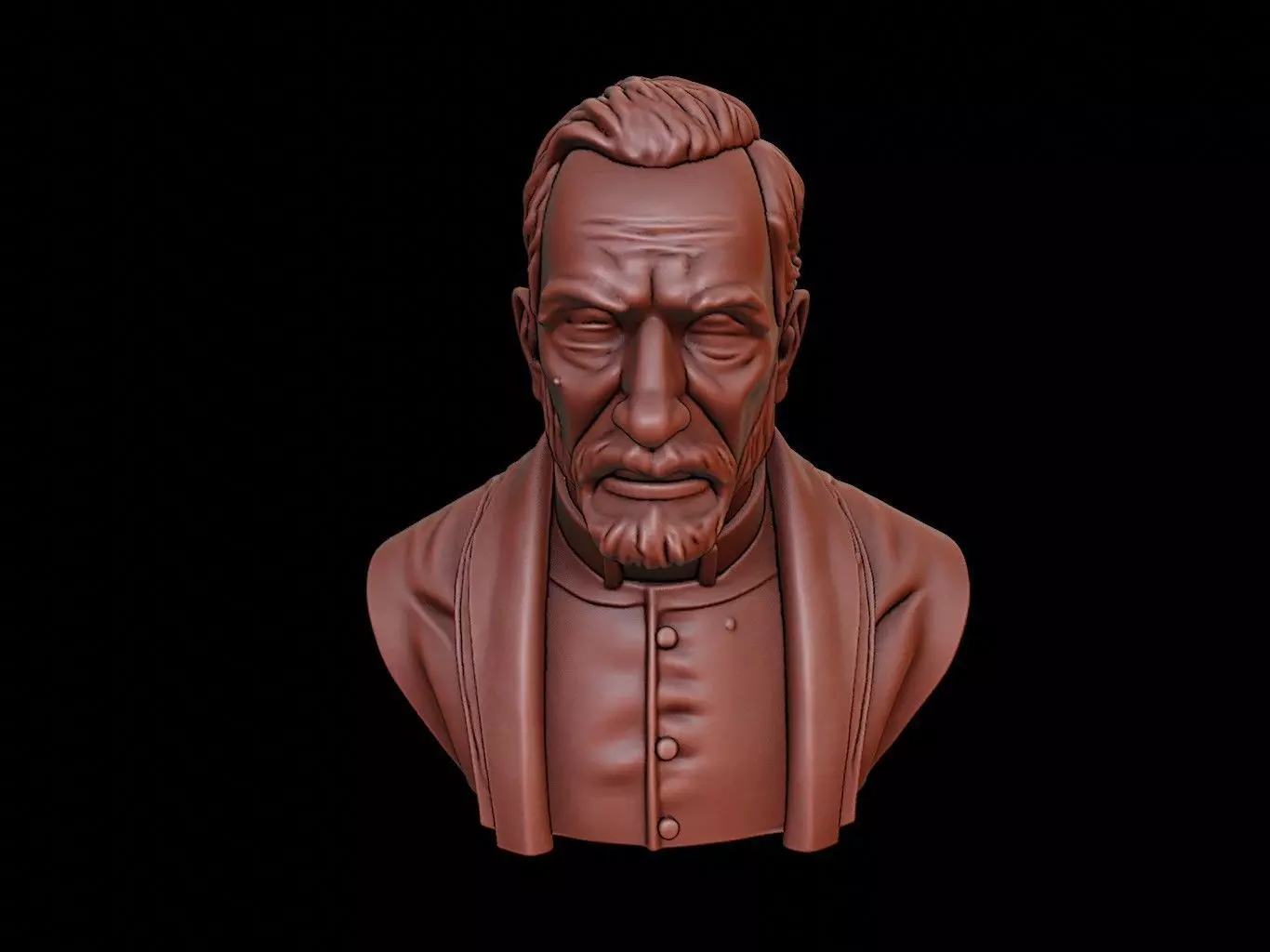Priest Bust 3D print model_0
