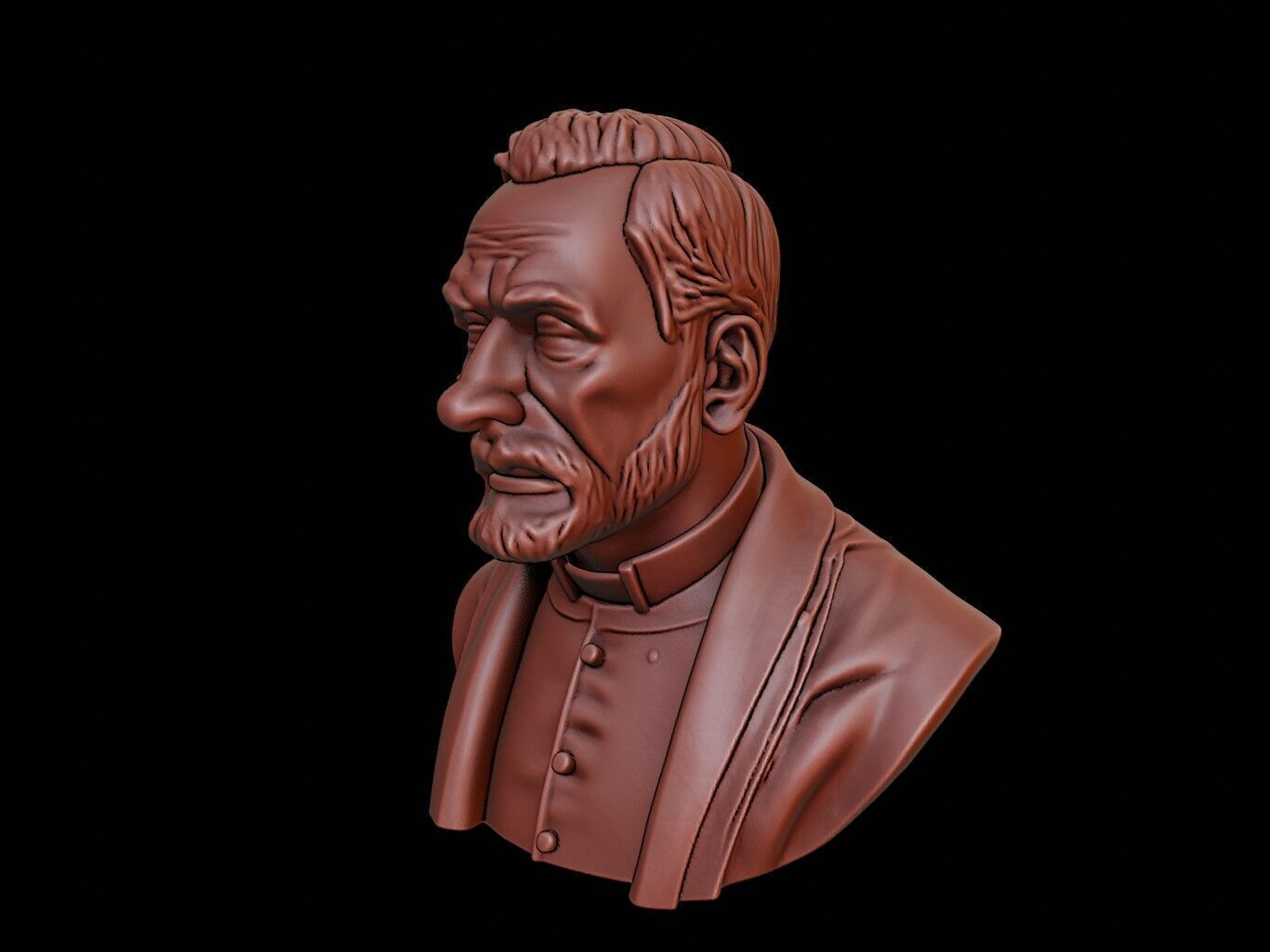 Priest Bust 3D print model_2